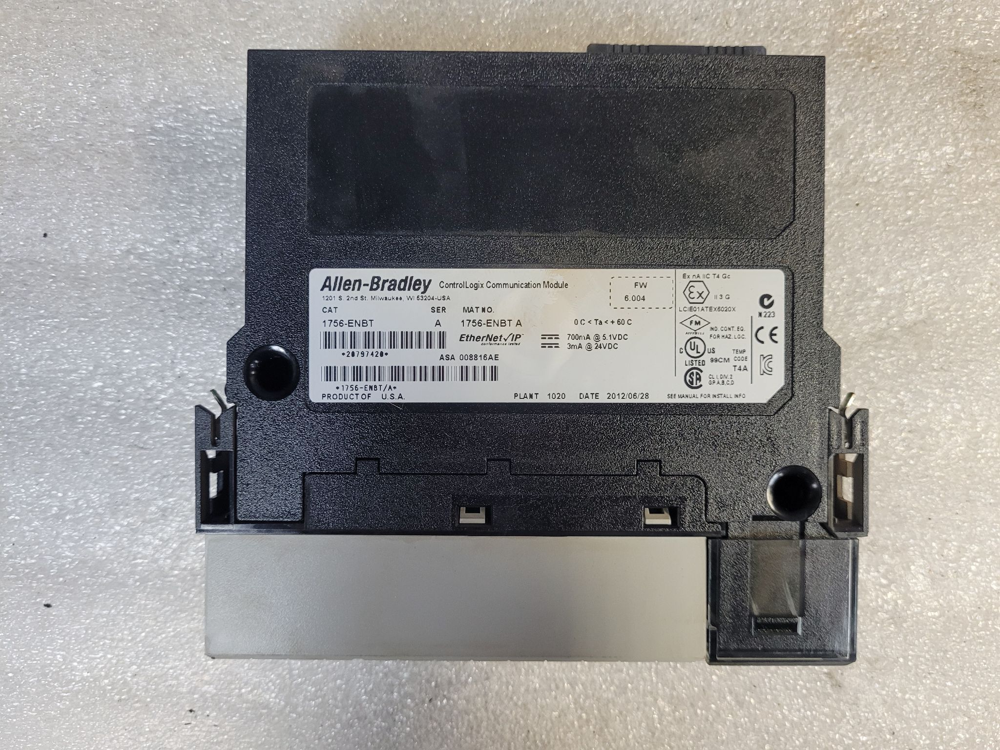 Allen Bradley 1756-ENBT/A ControlLogix EtherNet/IP Module USED 3