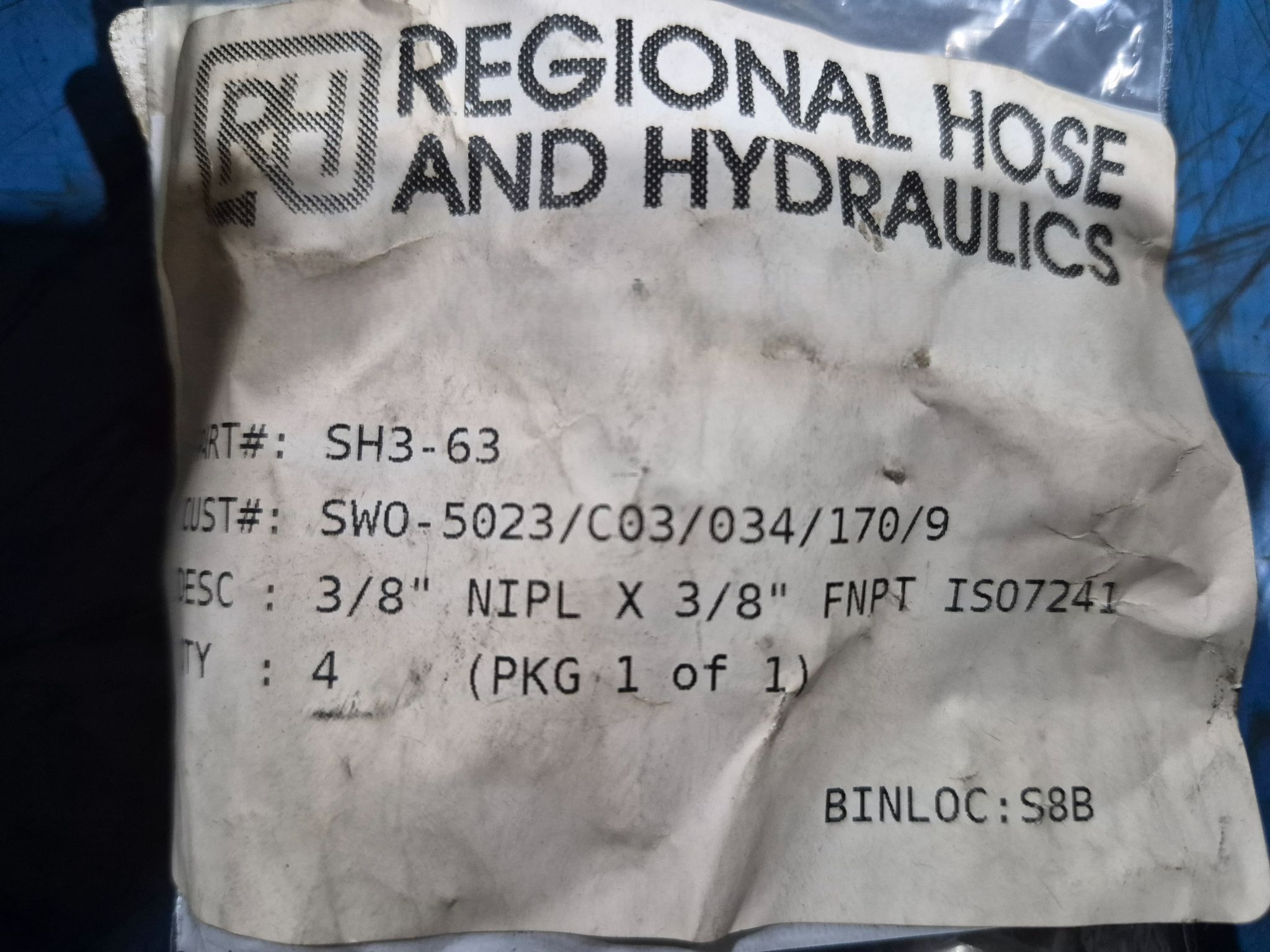 Parker SH3-63 Hydraulic Hose Fitting 3/8" NPT Female NEW 3