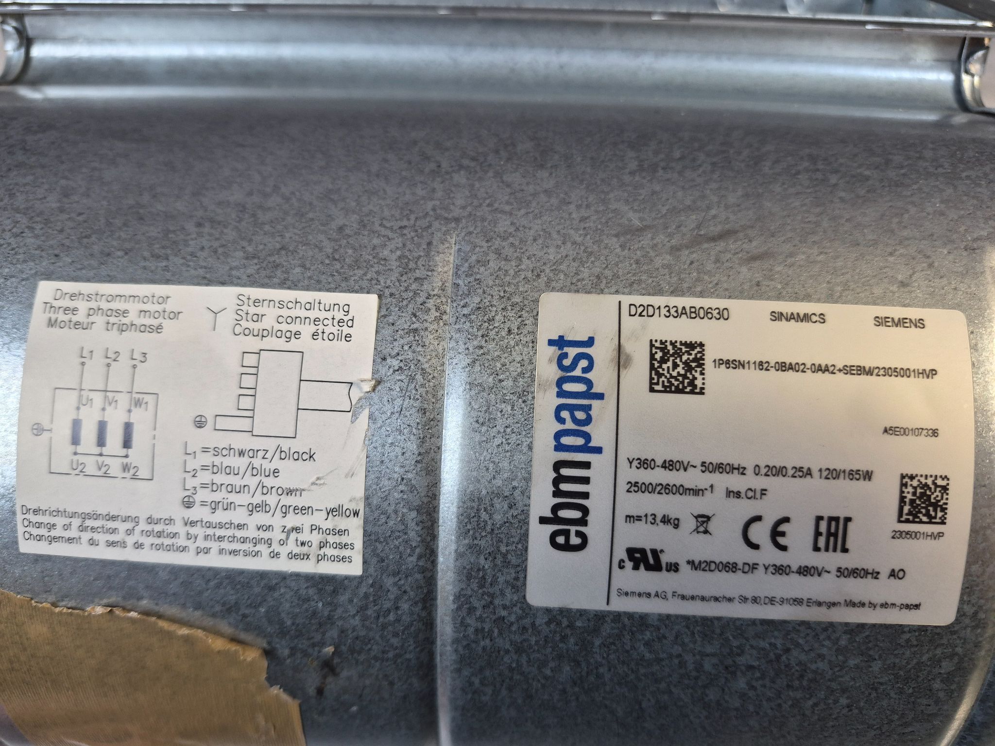 SIEMENS 6SN1162-0BA02-0AA2 SINAMICS Cooling Fan Motor Assembly - USED 4