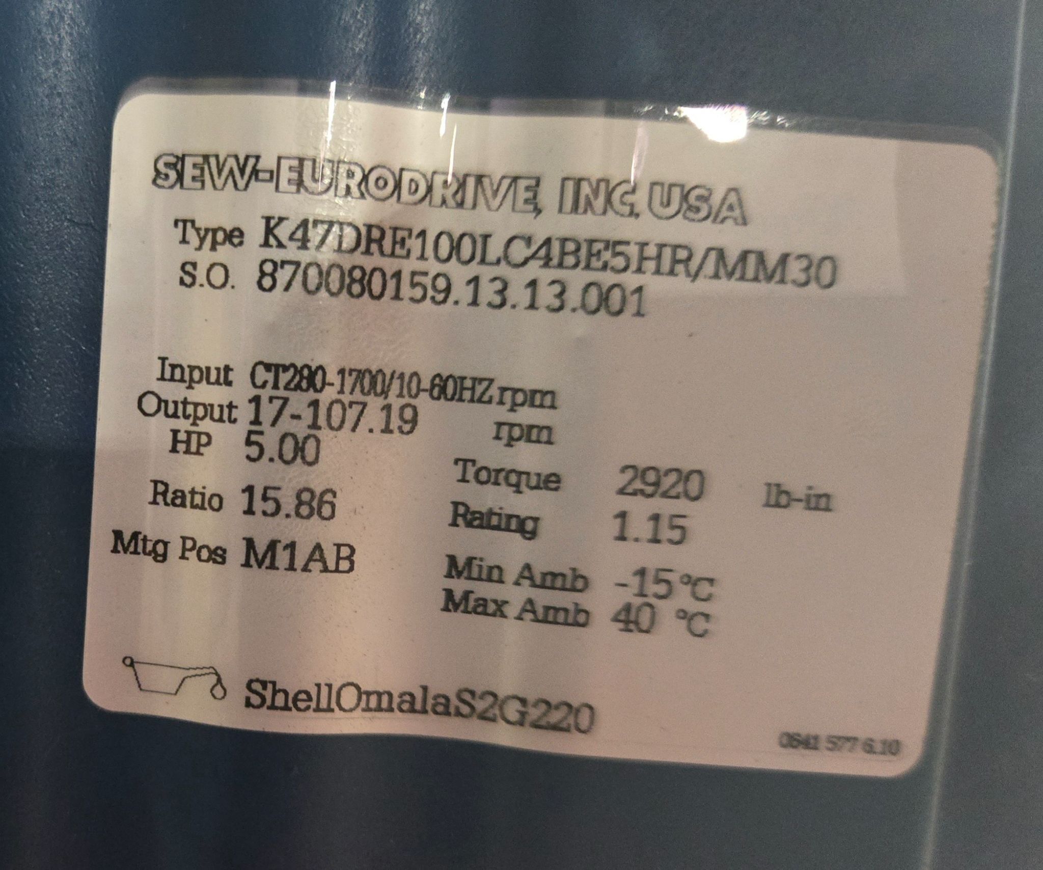 SEW-EURODRIVE K47DRE100LC4BE5HR/MM30 Gearmotor NEW 5