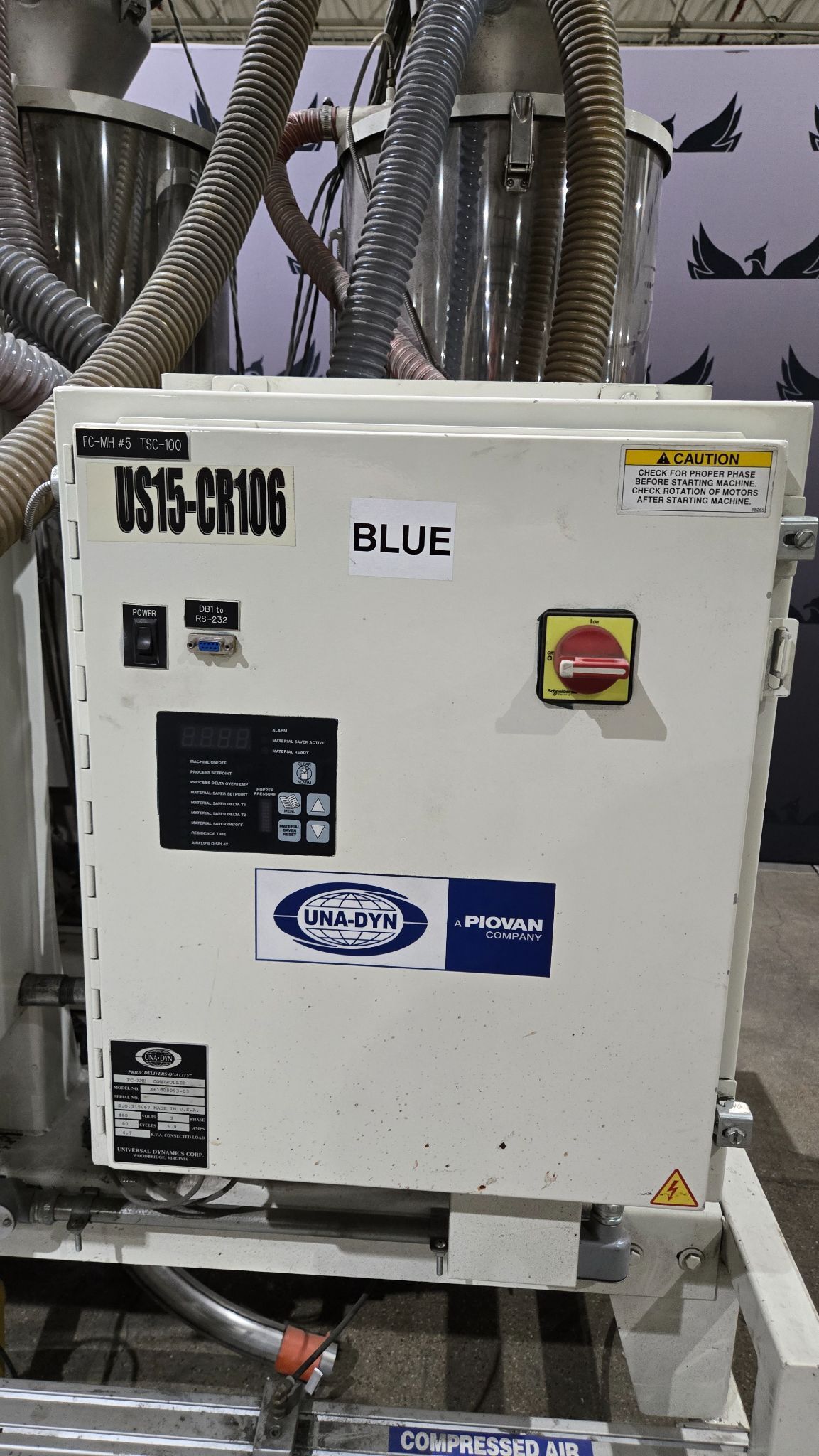 UNA-DYN FC-XMH Triple Hopper Resin Drying & Conveying System USED 13