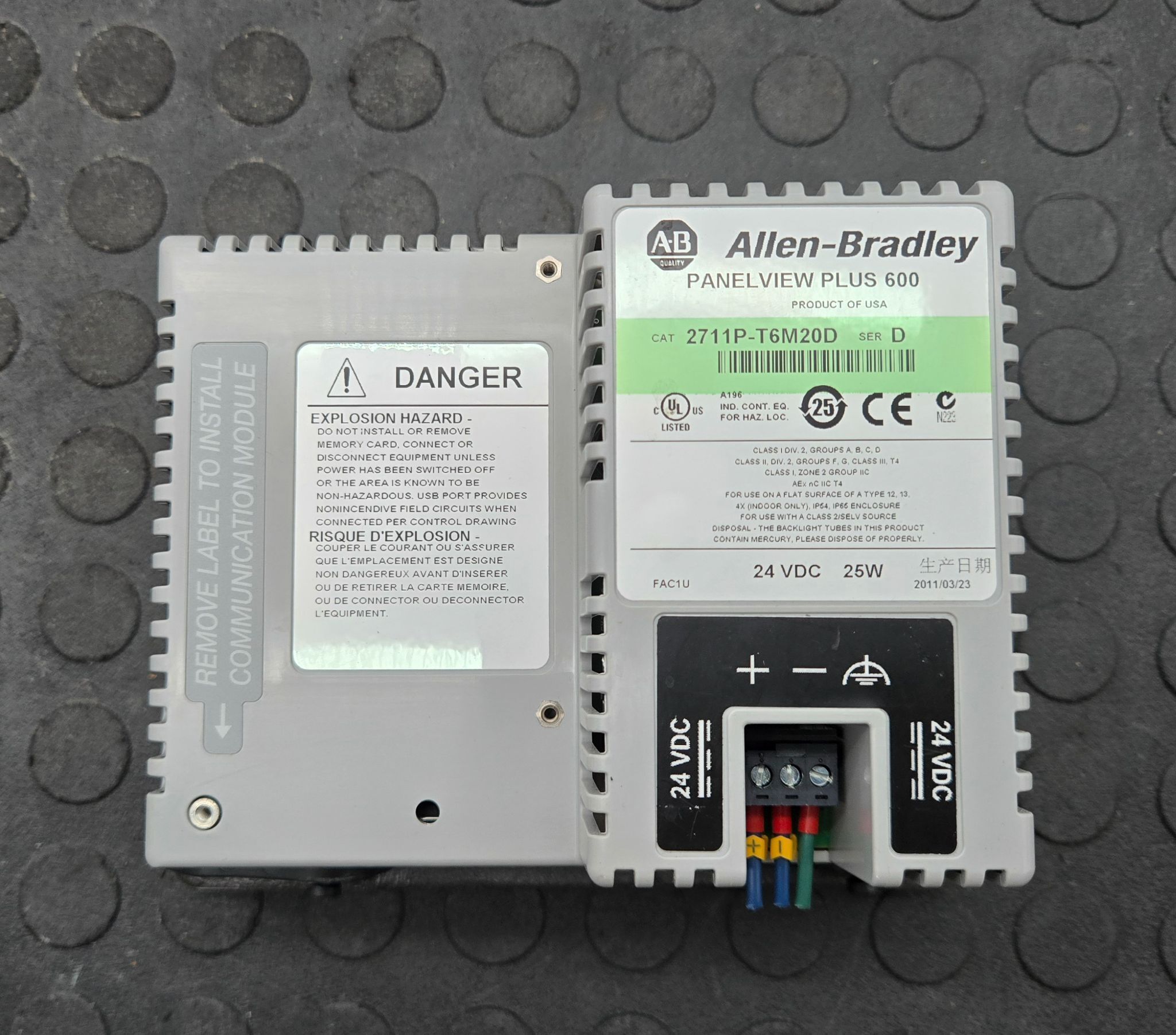 ALLEN‑BRADLEY 2711P‑T6M20D PanelView Plus 600 Touch FOR PARTS 2
