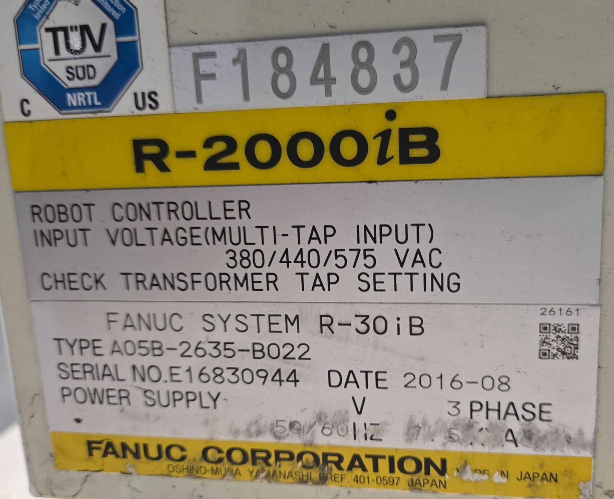 FANUC R-2000iB/185L Robot Complete with R-30iB Controller & WTC Gen 6 MFDC USED 15