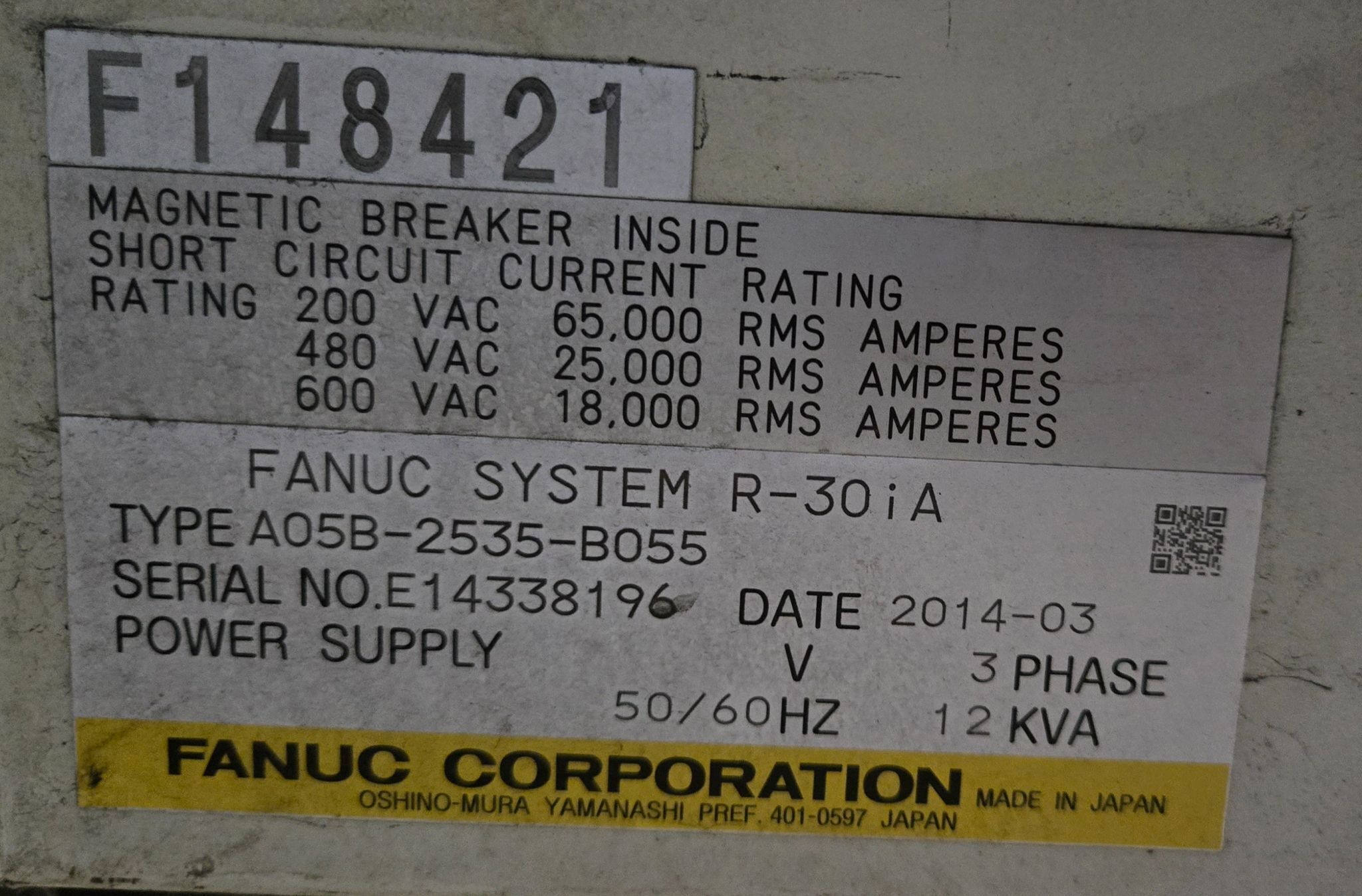 FANUC R-2000iB/210F Complete with R-30iA Controller and WTC WT6000 Weld Inverter USED 17