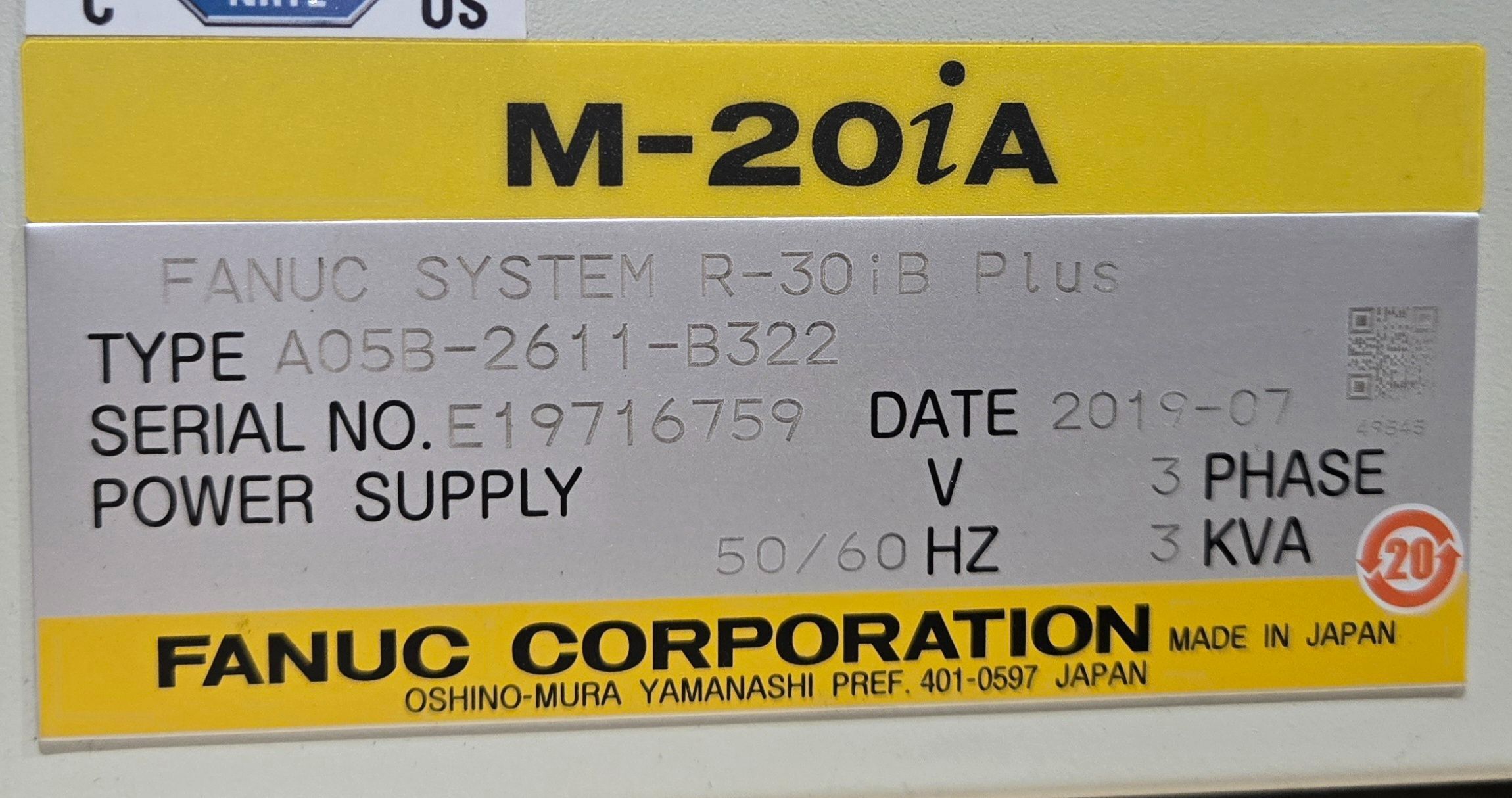 FANUC M‑20iA/35M Complete with R‑30iB Plus Controller USED 12