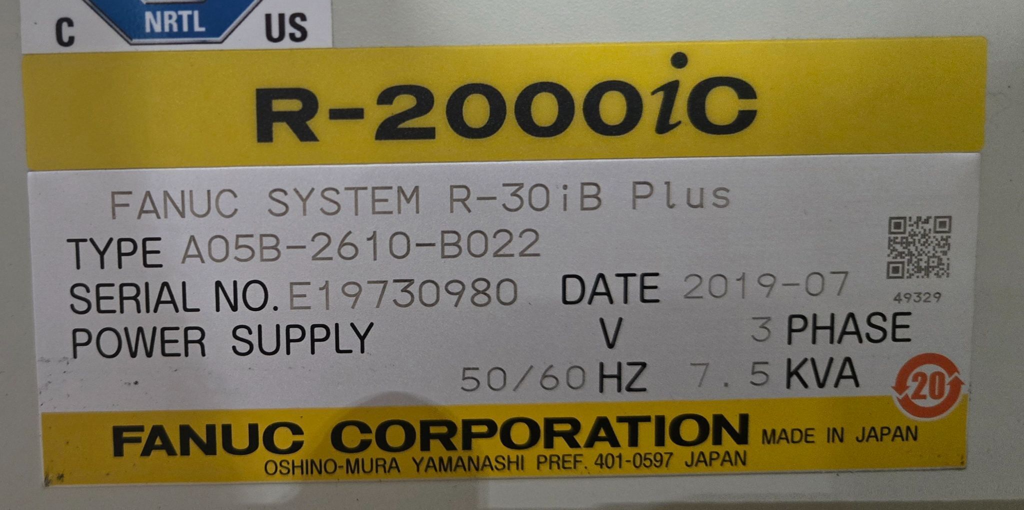 FANUC R‑2000iC/165F Complete with R‑30iB Plus Controller USED 24