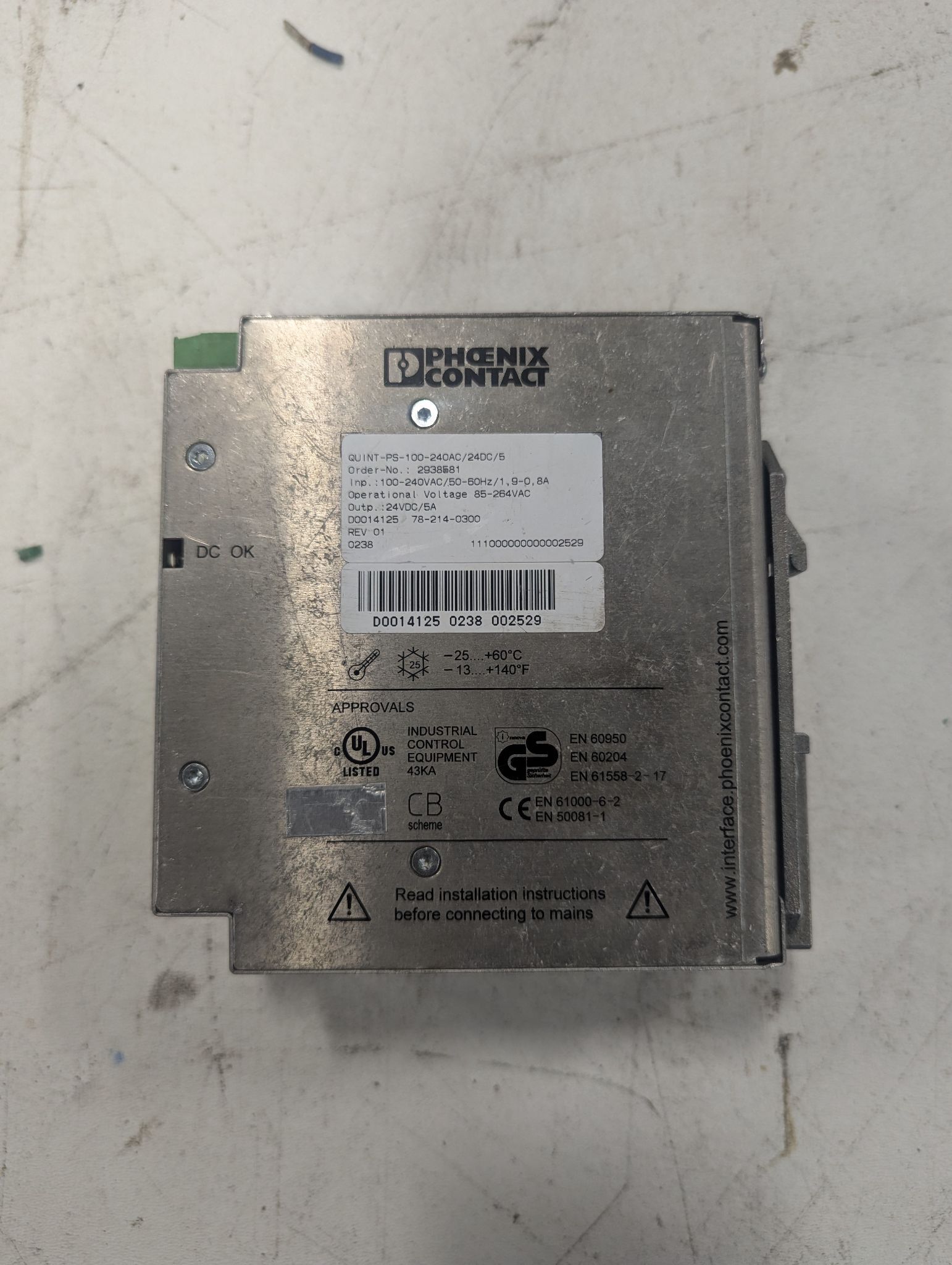 Phoenix Contact QUINT-PS-100-240AC/24DC/5 Power Supply 24V 5A USED 1