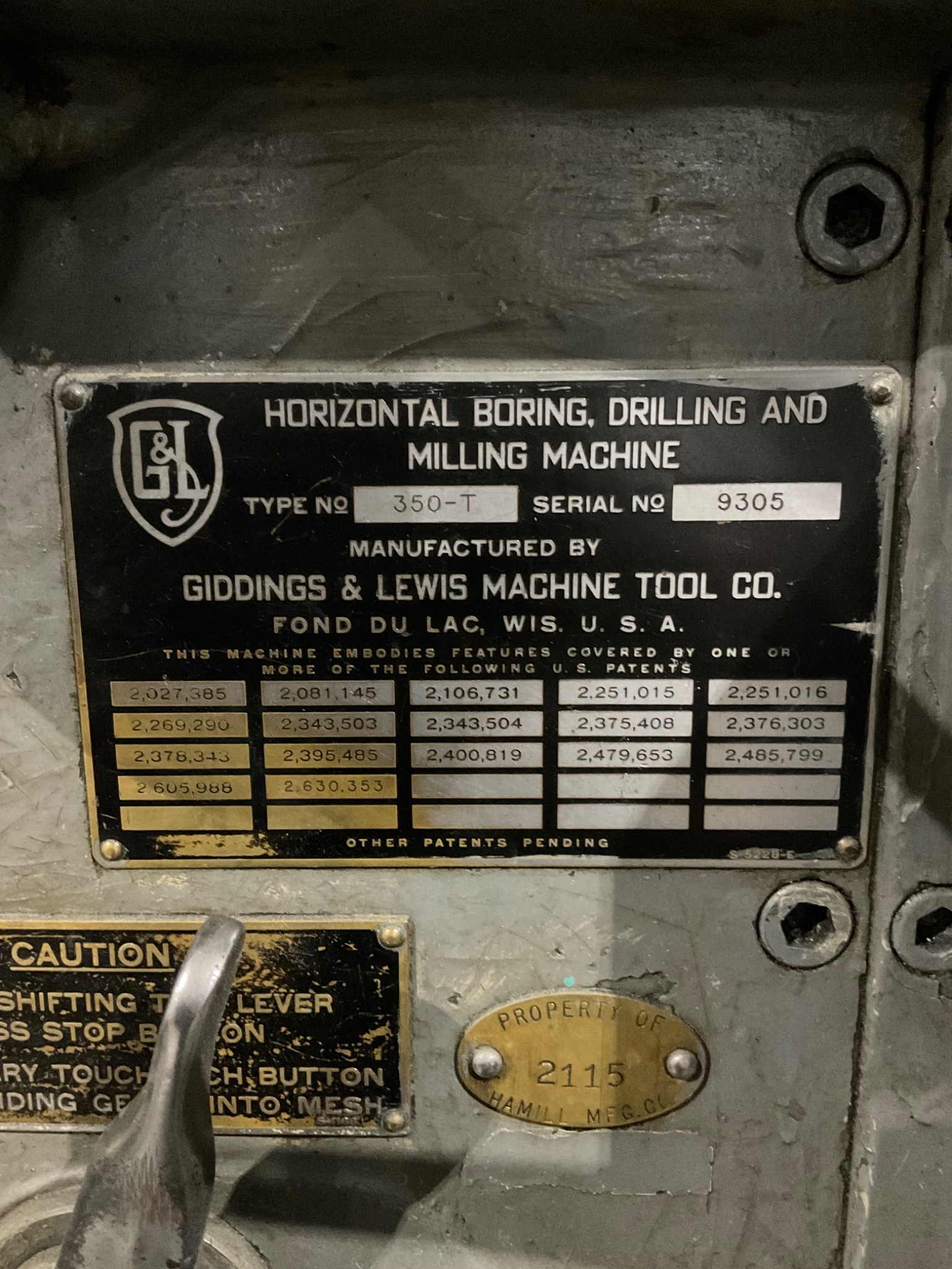 GIDDINGS & LEWIS 350-T HORIZONTAL BORING MILL USED 1