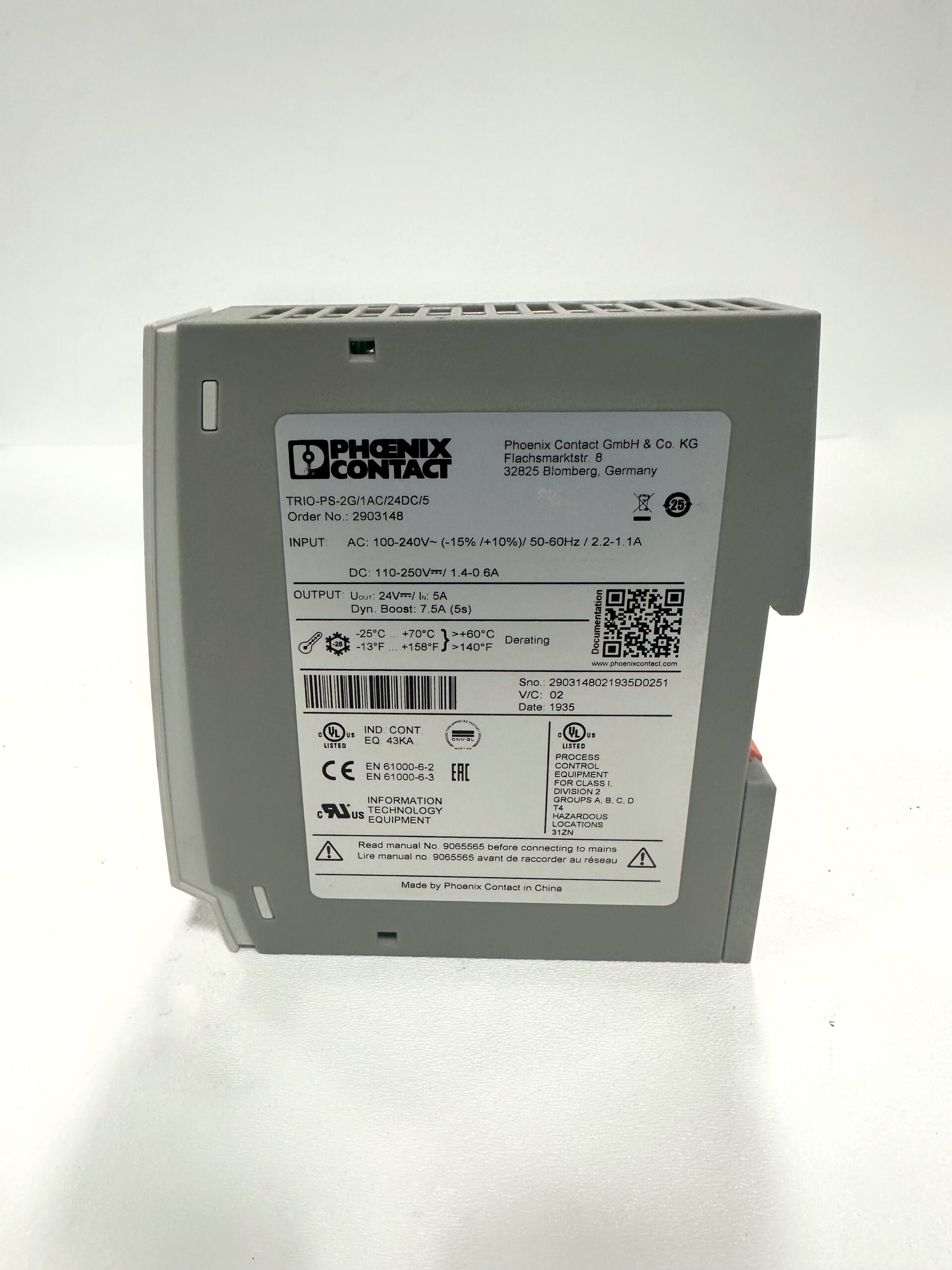 Phoenix Contact TRIO-PS-2G/1AC/24DC/5 2903148 Power Supply 24V 5A USED 2