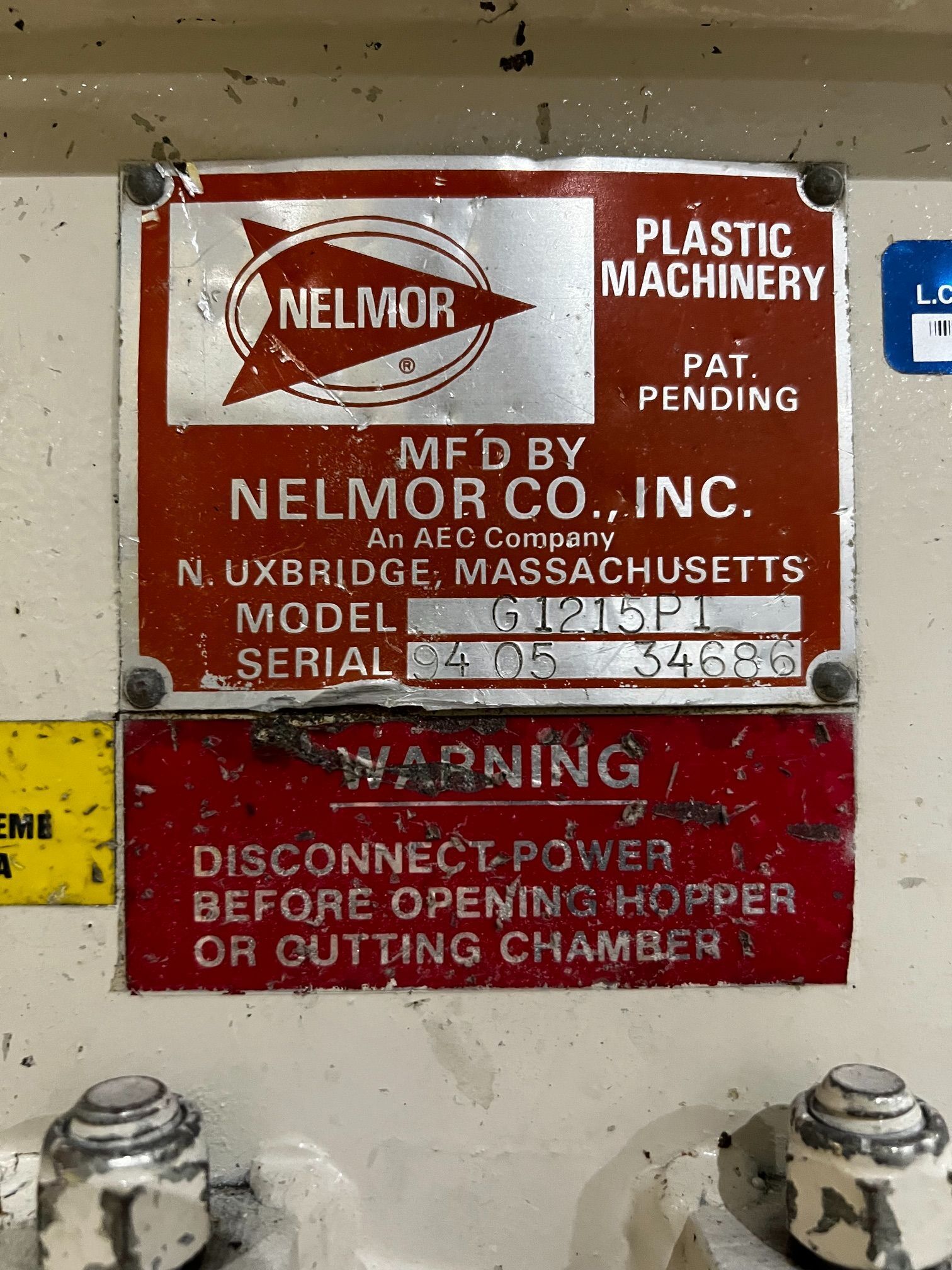Nelmor G1215P1 10 HP Plastic Granulator USED 4