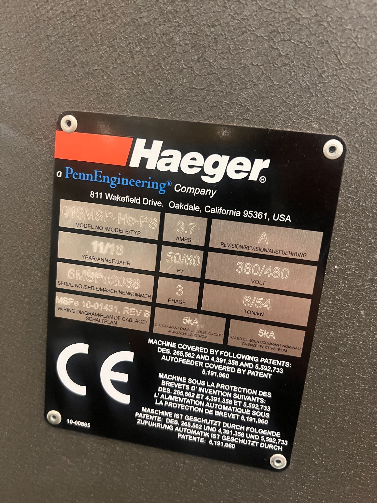 HAEGER 618MSP-HE INSERTION MACHINES USED 7