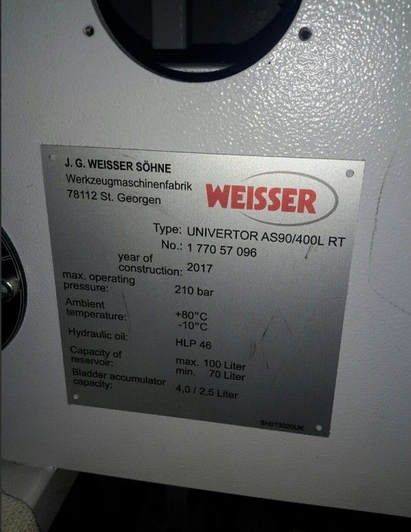 2017 WEISSER UNIVERTOR AS90/400L RT CNC LATHE 13