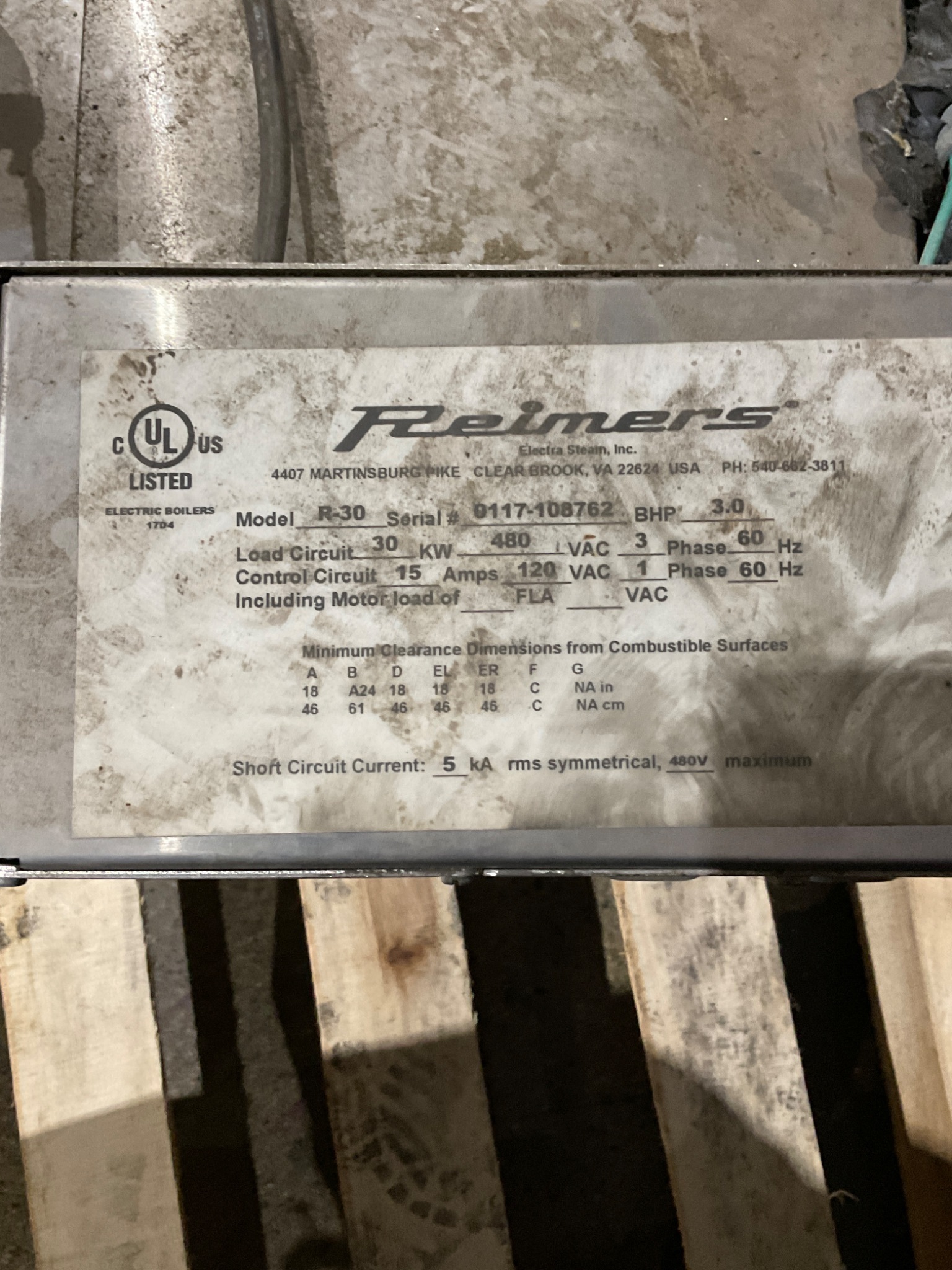 REIMERS R-30 30KW 480V 3PH Electric Steam Generator USED 8
