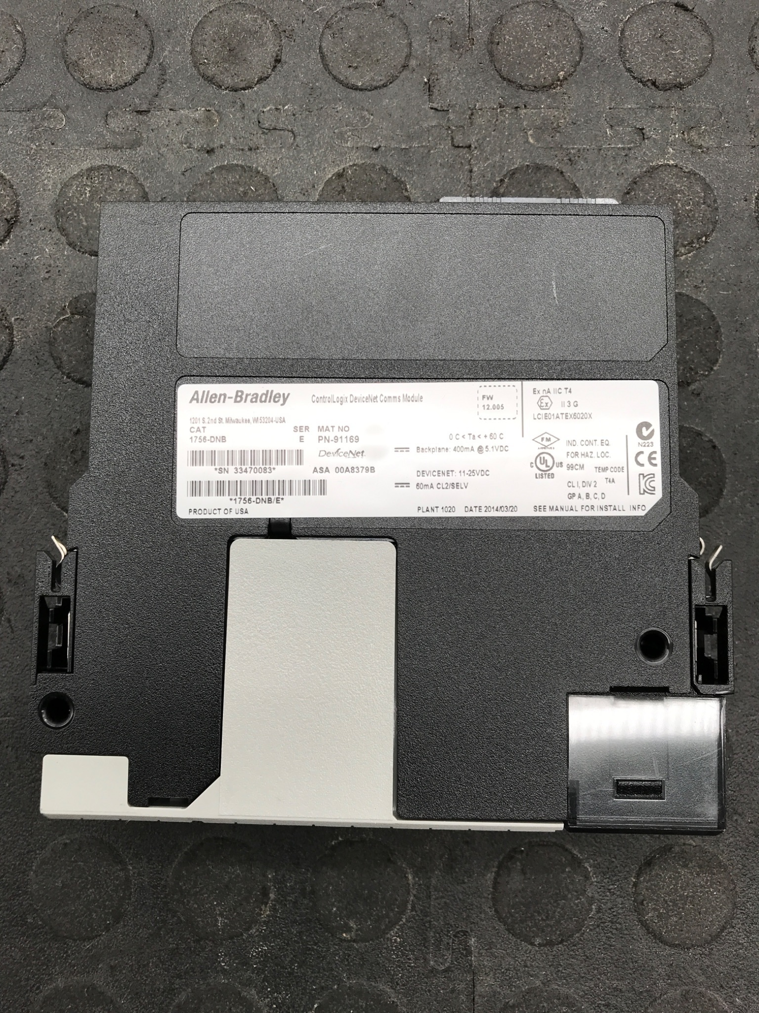 ALLEN BRADLEY 1756‑DNB/E ControlLogix DeviceNet Scanner Module USED 1