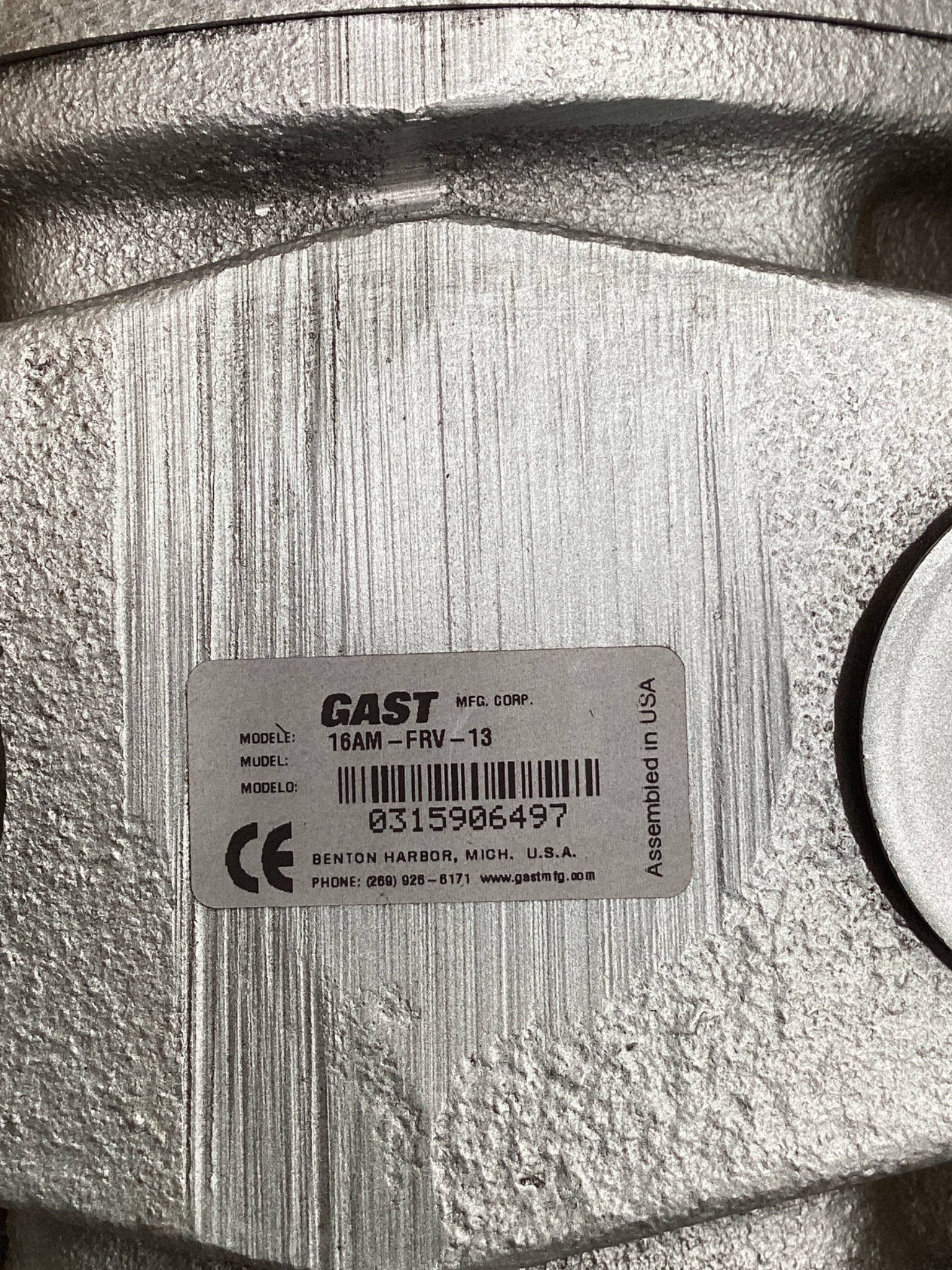 GAST 16AM-FRV-13 Reversible Air Motor 9 HP 2000 RPM 1-1/4" NPT NEW 3