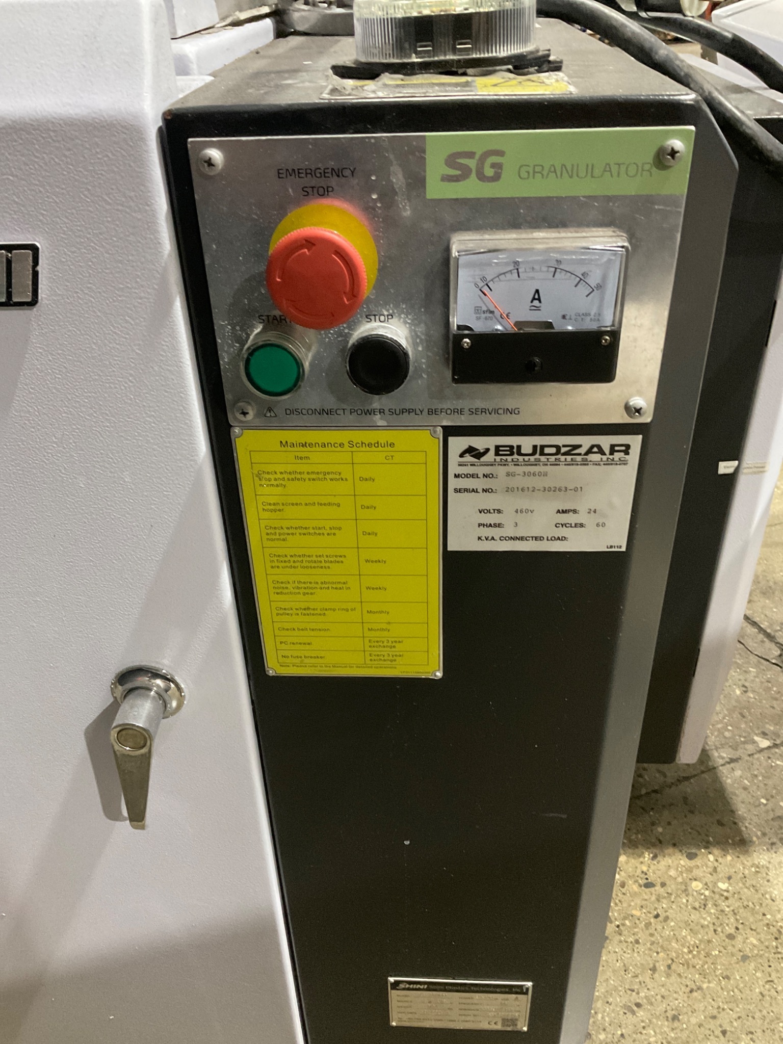 SHINI BUDZAR SG-3060H Plastic Granulator USED 3