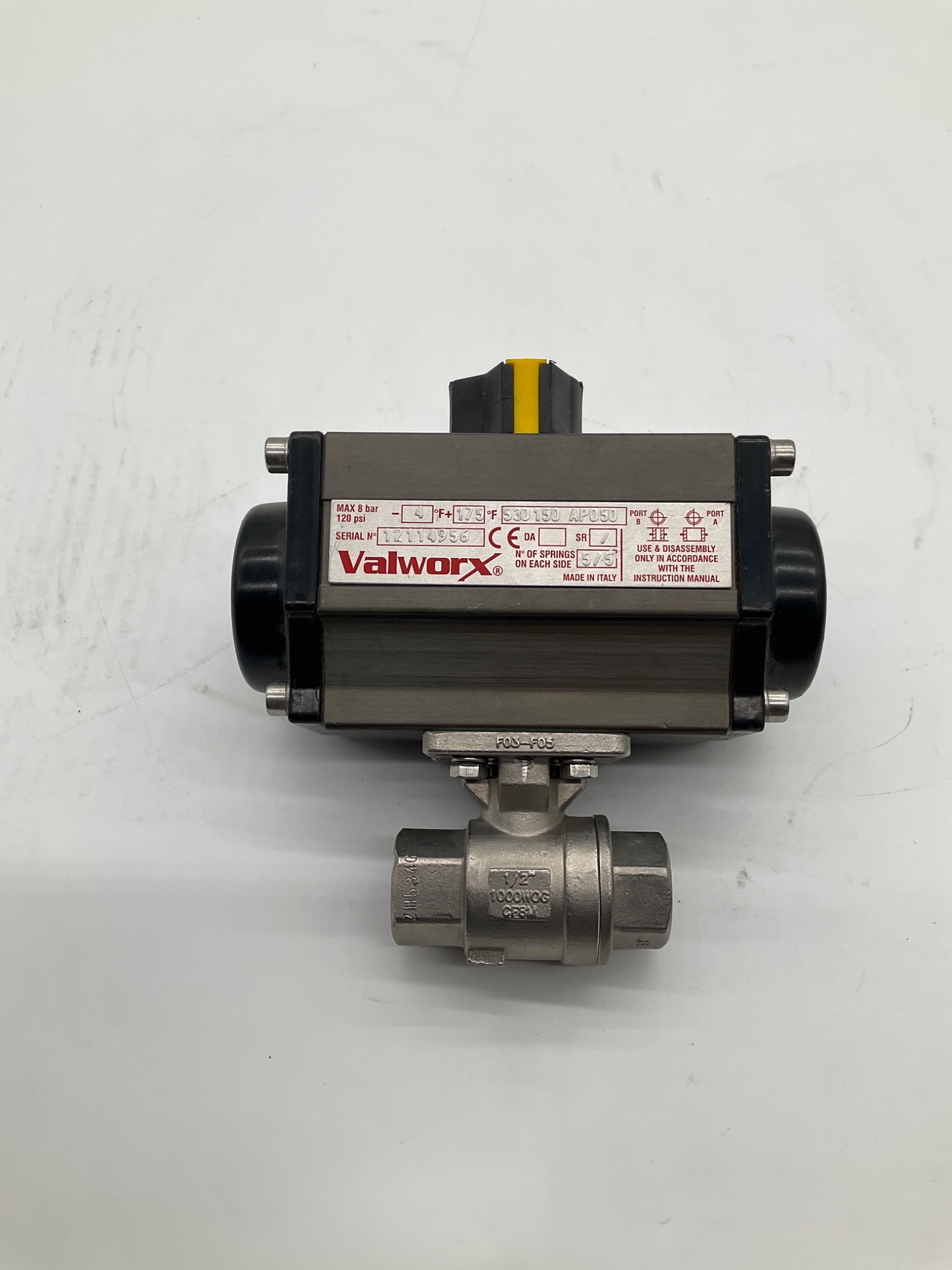VALWORX 530150 AP050 Pneumatic Spring Return Actuated Ball Valve USED 0