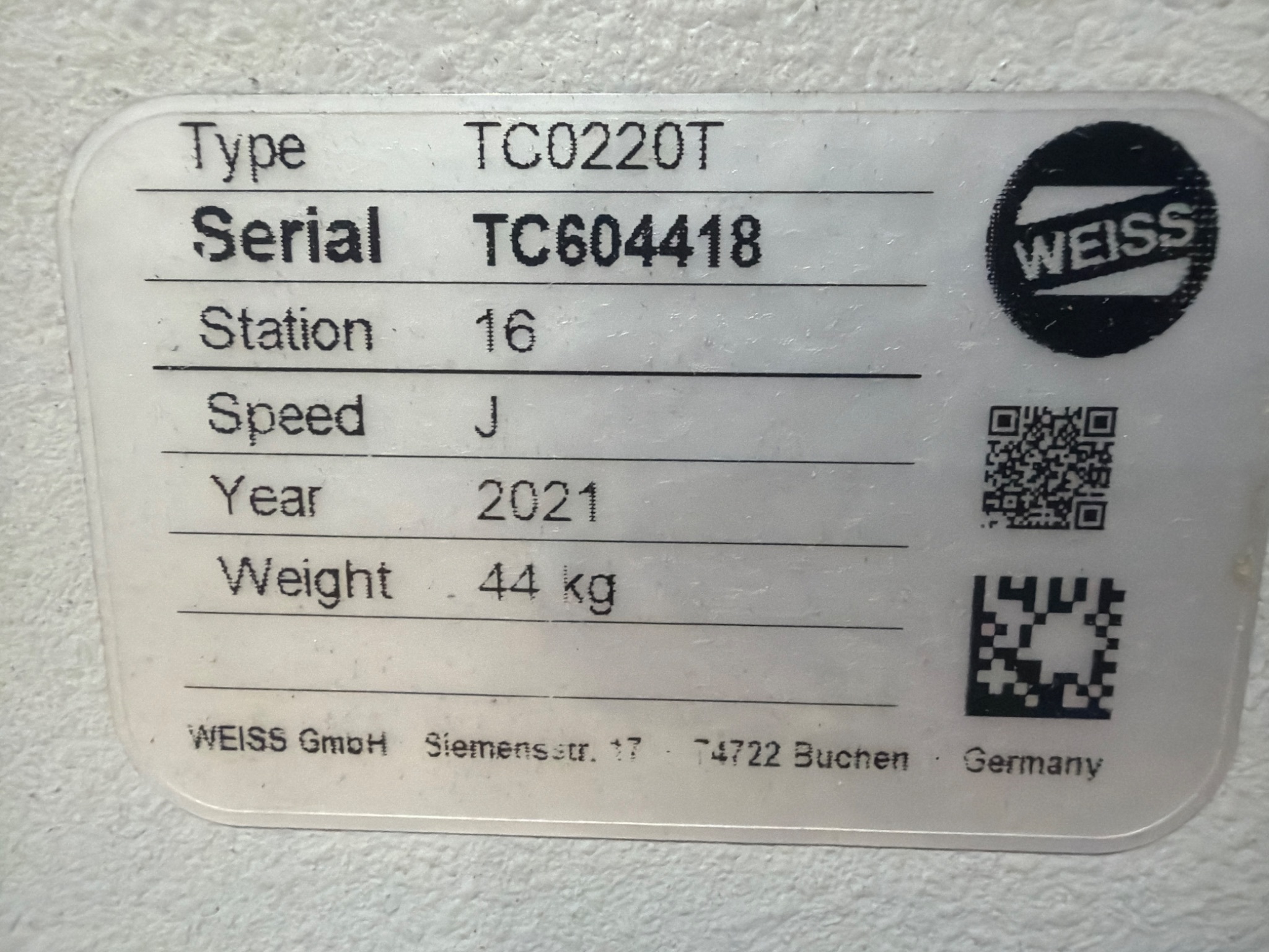 Weiss TC0220T Rotary Index Table 16 Station USED 5