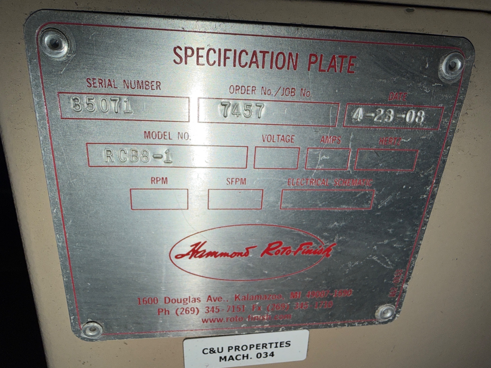 Hammond Roto-Finish RCB8-1 Centrifugal Barrel Finishing Machine USED 5