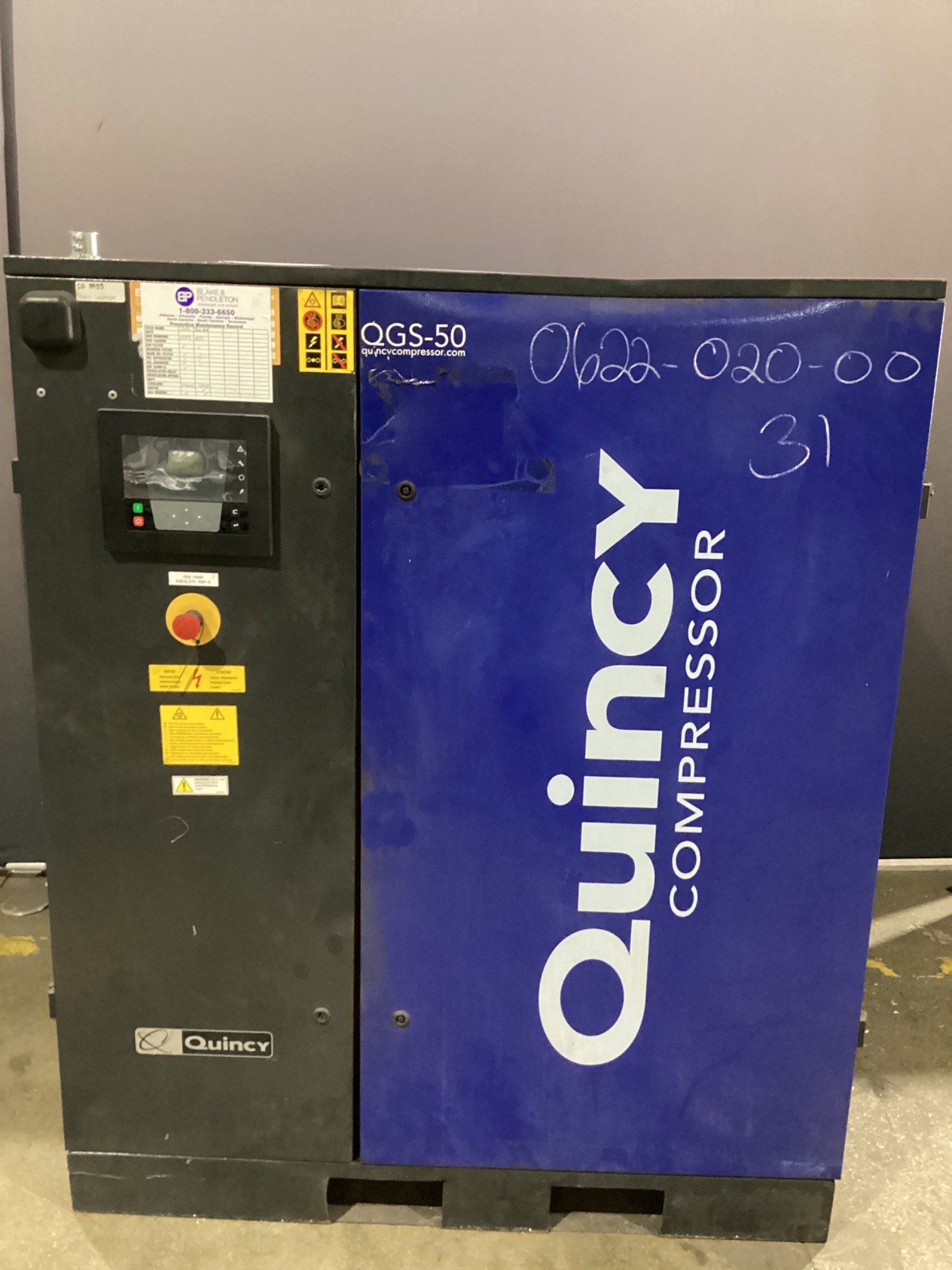 Quincy QGS50E UL Rotary Screw Air Compressor USED 0