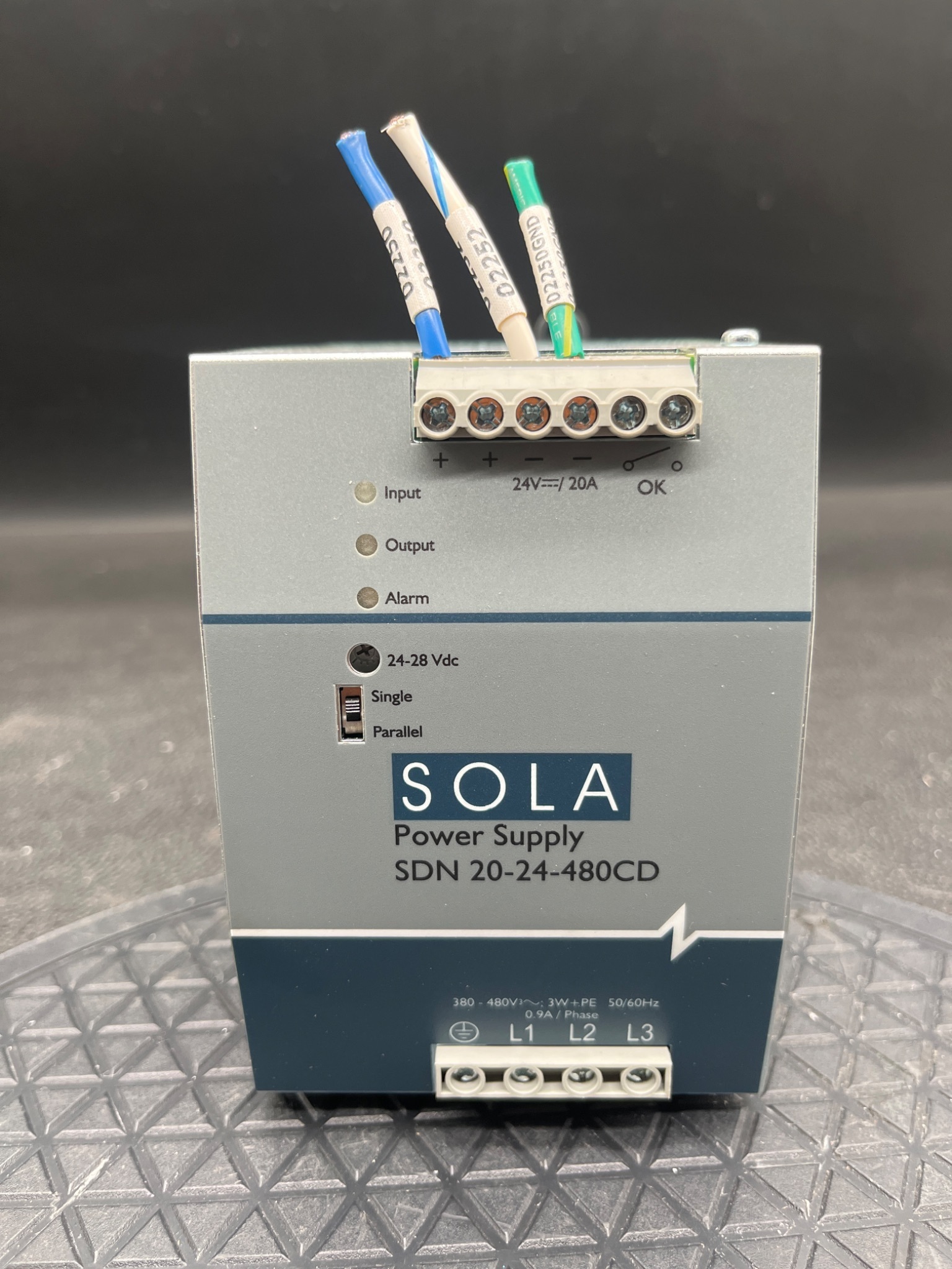 SOLA SDN 20-24-480CD 24VDC 20A DIN Rail Power Supply USED 1