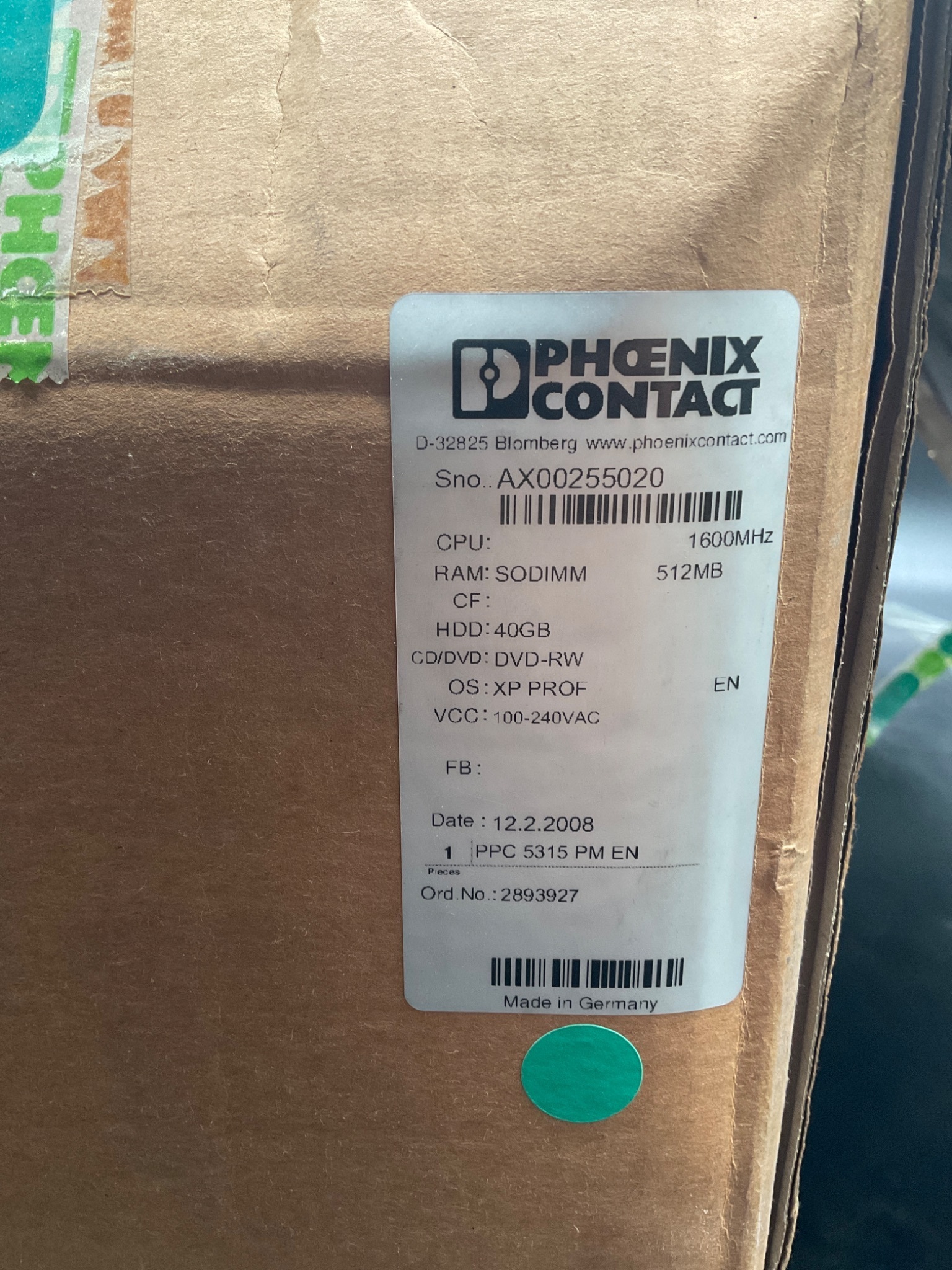 PHOENIX CONTACT PPC 5315 PM EN Industrial Panel PC NEW 0