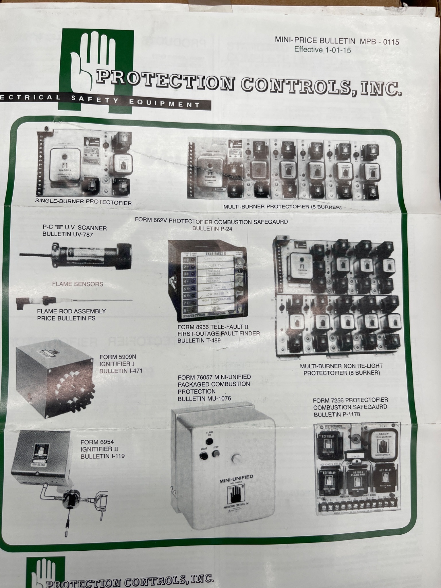 PROTECTION CONTROLS MP3101 Protectofier Combustion Safeguard NEW 7