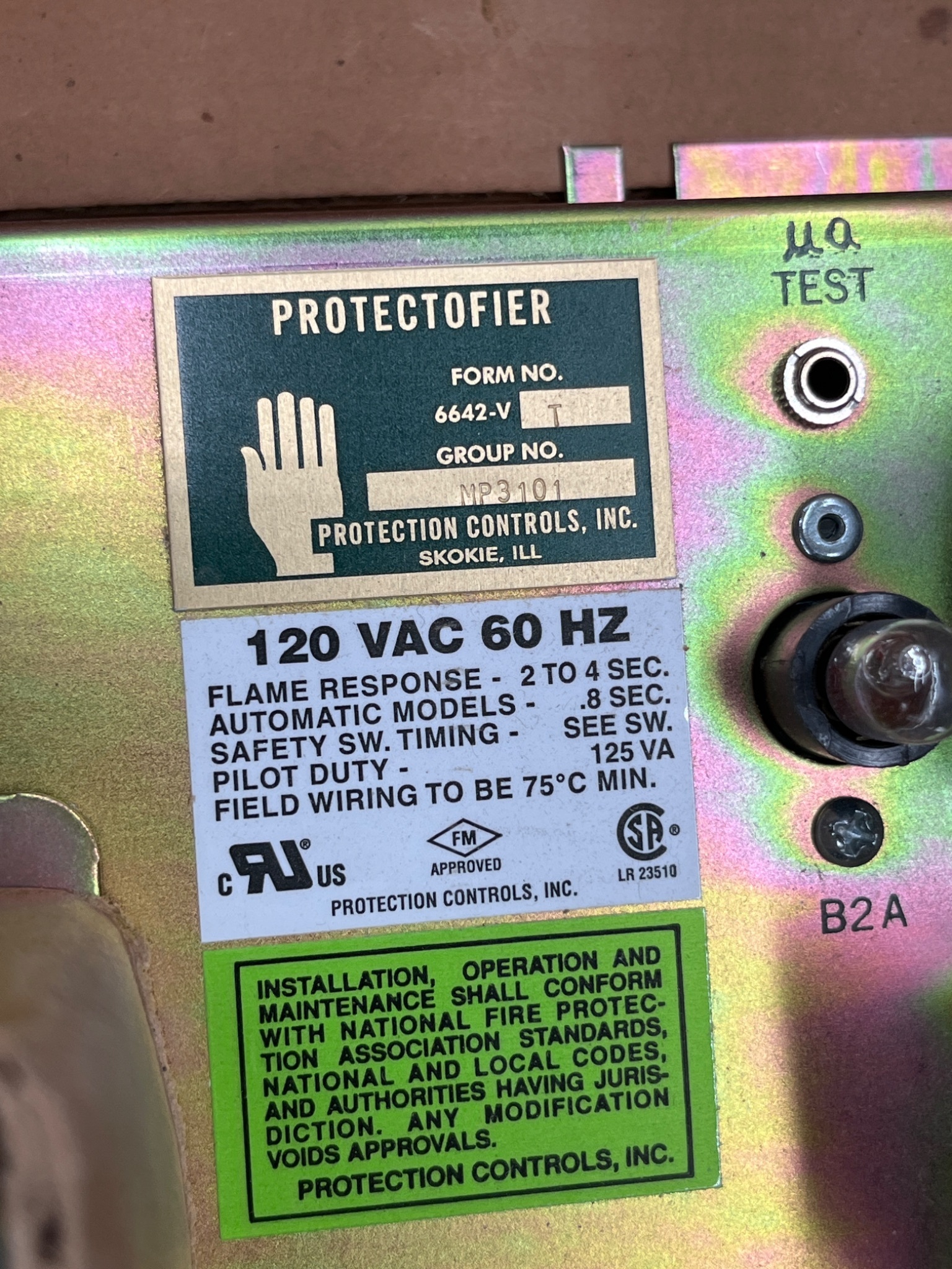 PROTECTION CONTROLS MP3101 Protectofier Combustion Safeguard NEW 9
