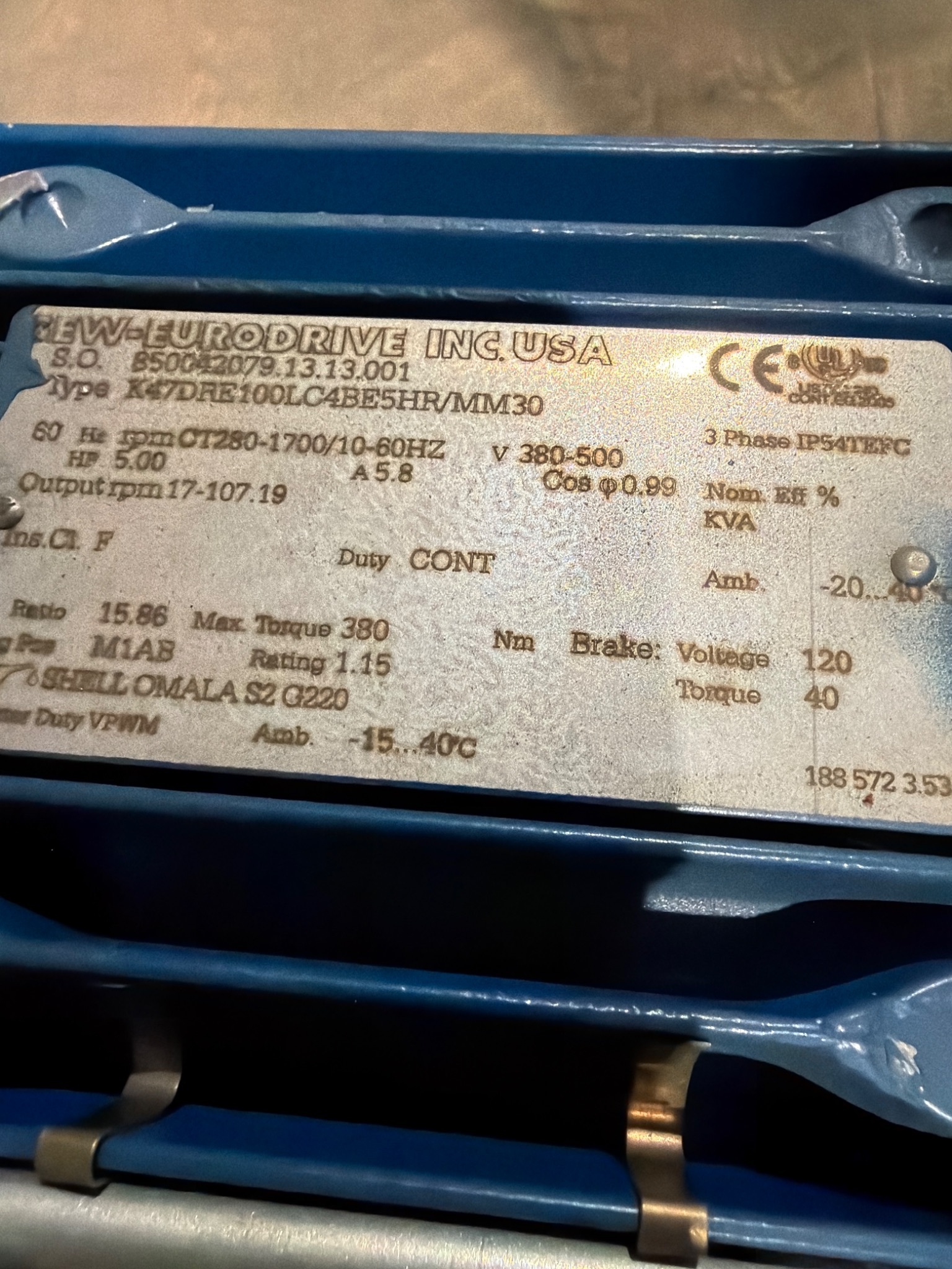 SEW-EURODRIVE K47DRE100LC4BE5HR/MM30 Gearmotor NEW 4
