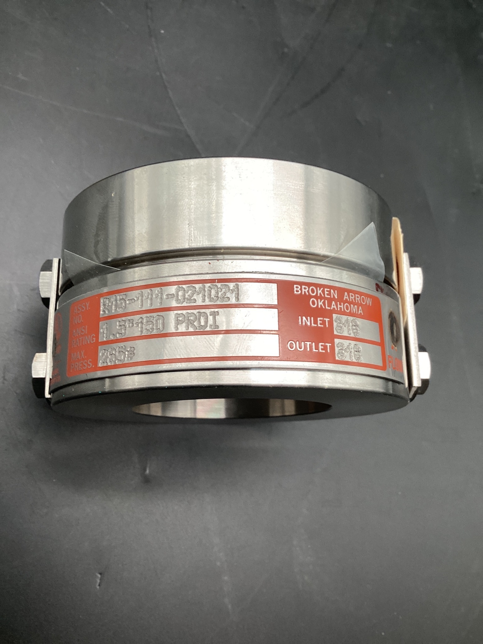Oseco R15-111-021021 1.5" 150 PRDI Rupture Disc Inset Holder Max. 285 PSI USED 2