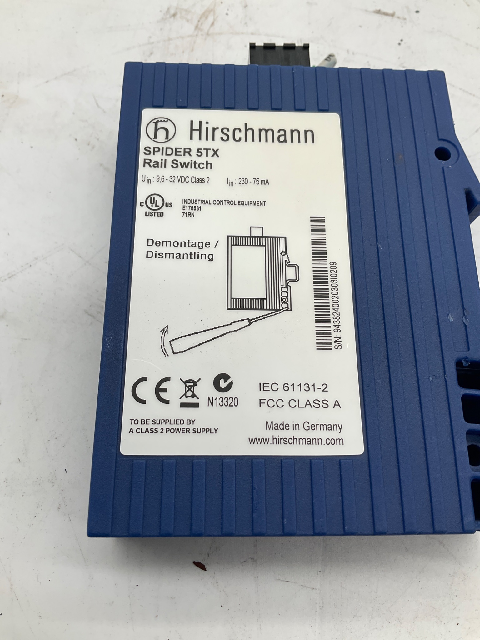 HIRSCHMANN SPIDER 5TX 5-Port Ethernet Rail Switch USED 1