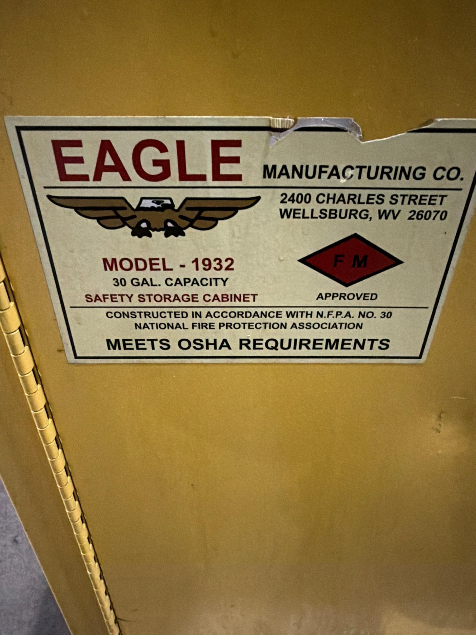 EAGLE 1932 Flammable Liquid Safety Storage Cabinet USED 5