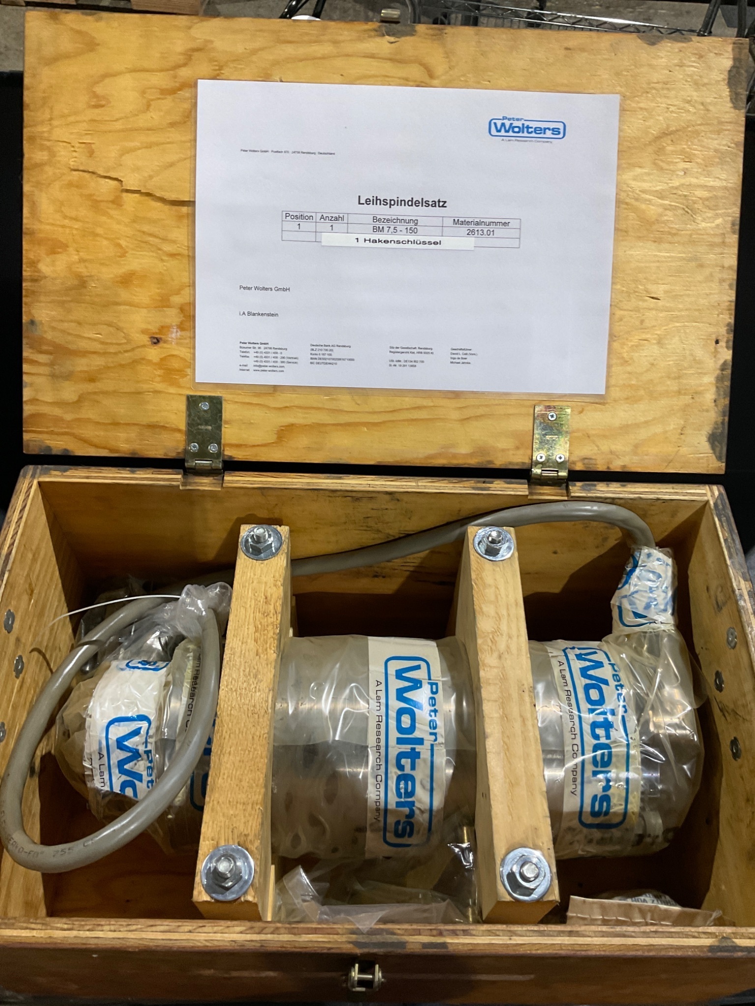 PETER WOLTERS 2613.01 Grinding Spindle Set BM 7.5-150 NEW 0