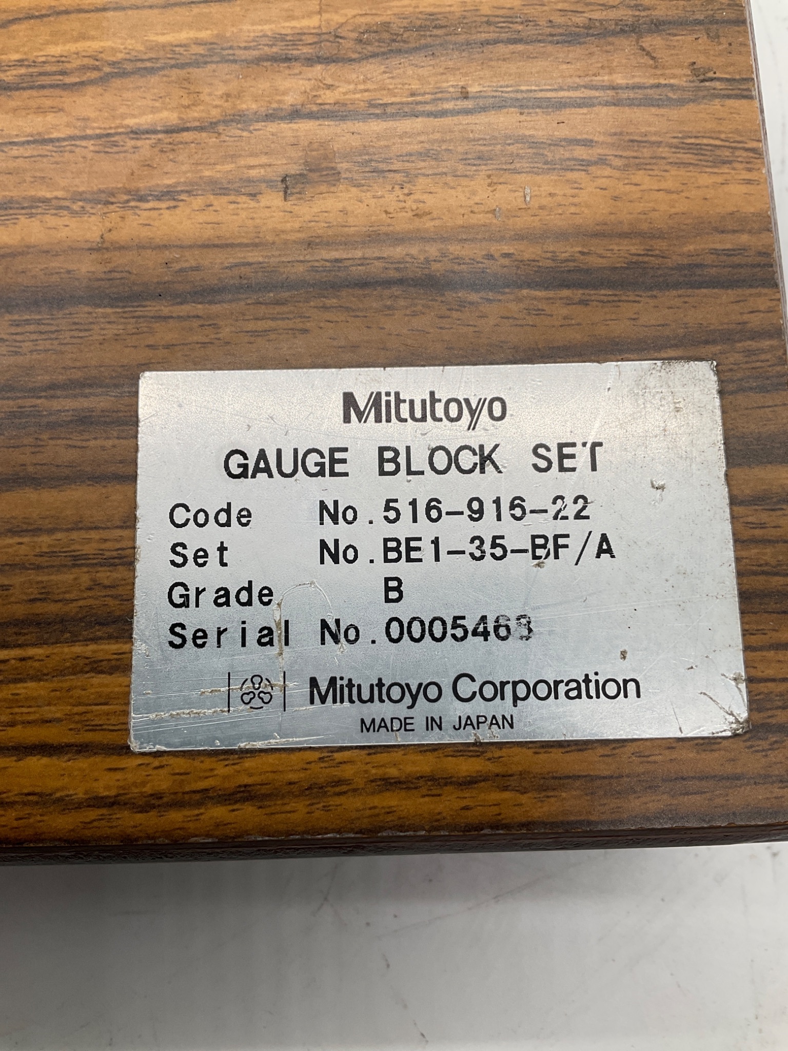 MITUTOYO 516-915-22 Grade B Gauge Block Set USED 3