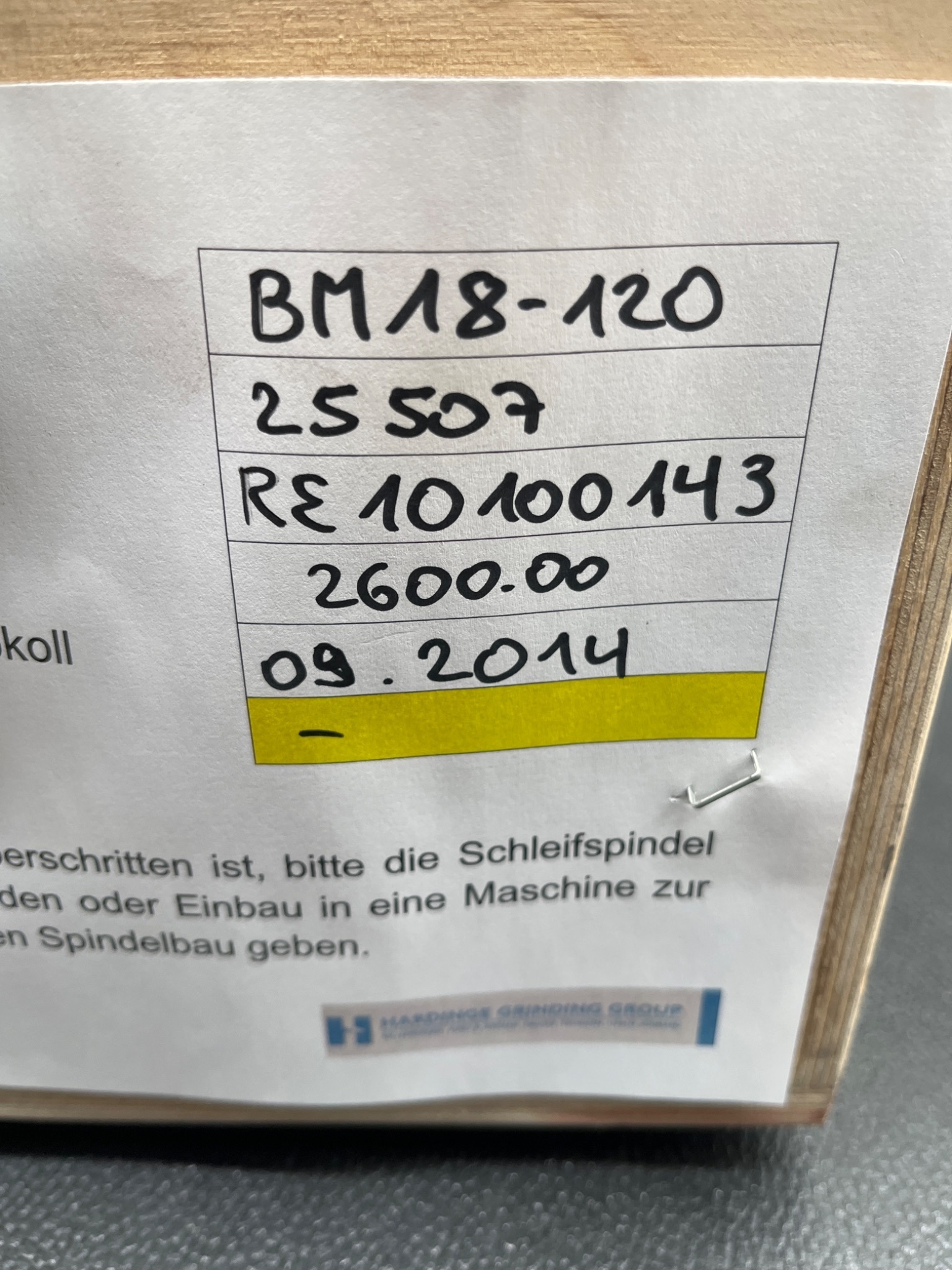 LAPMASTER WOLTERS BM 18-120 Motor Grinding Spindle USED Factory Repaired 2