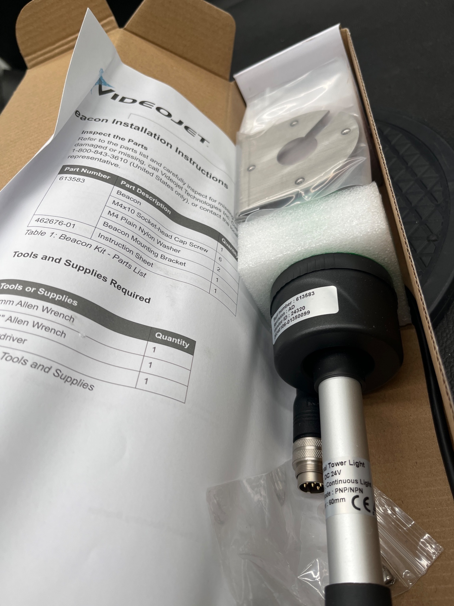 Videojet 613583 1580 Beacon Kit NEW 5