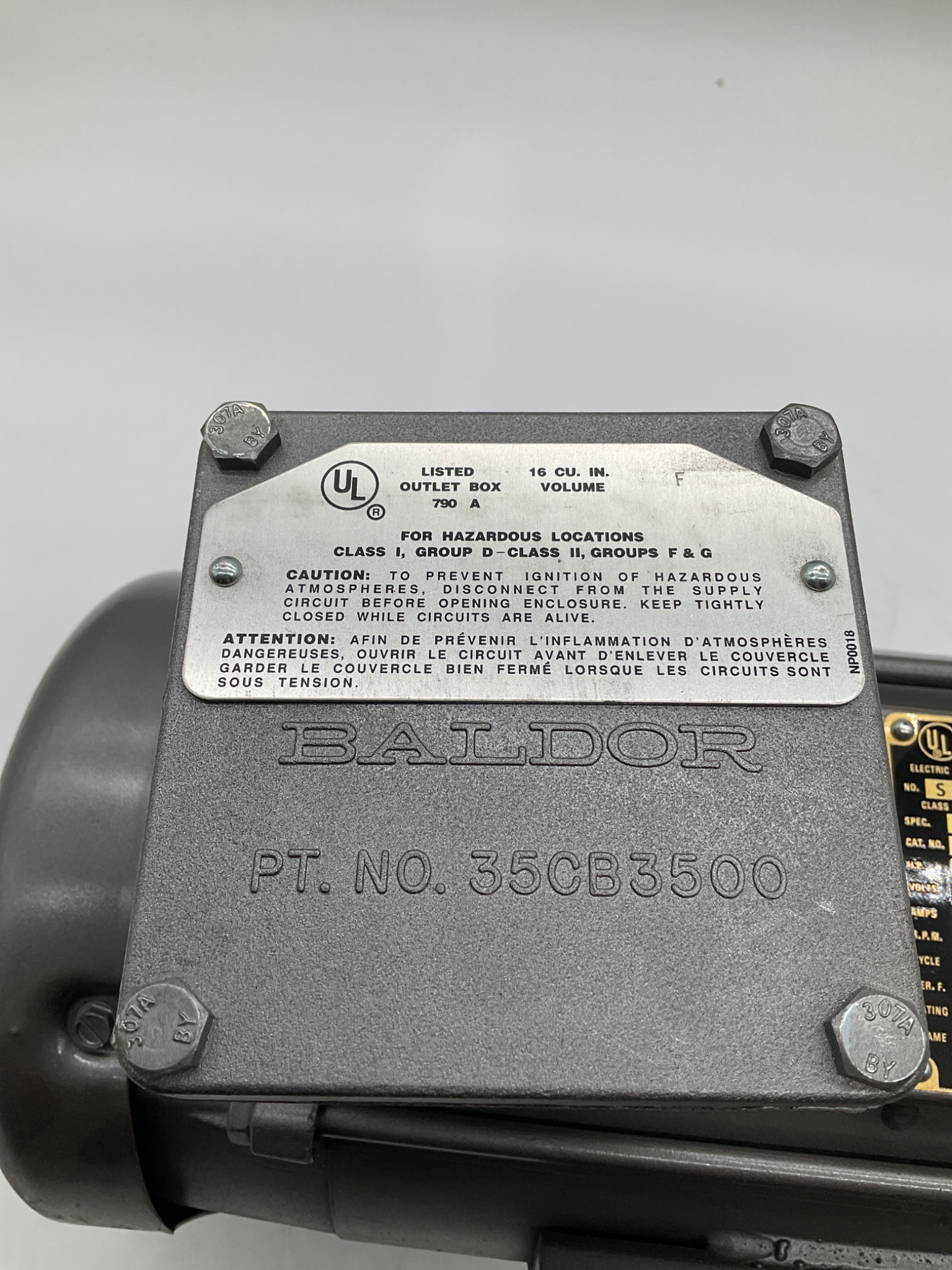 Baldor M7071T 2HP Hazardous Location Motor 3450RPM NEW 1
