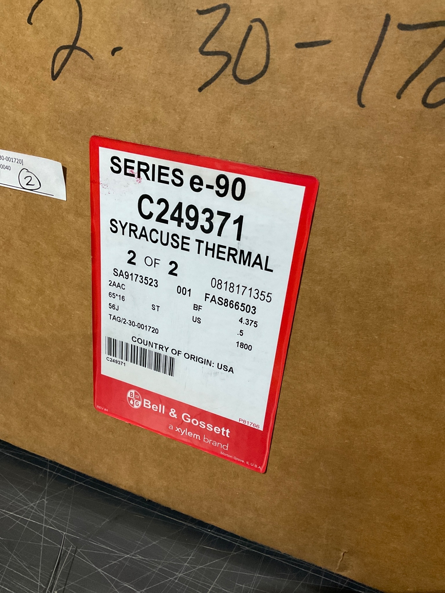 BELL & GOSSETT C249371 Series e‑90 Centrifugal Pump NEW 1