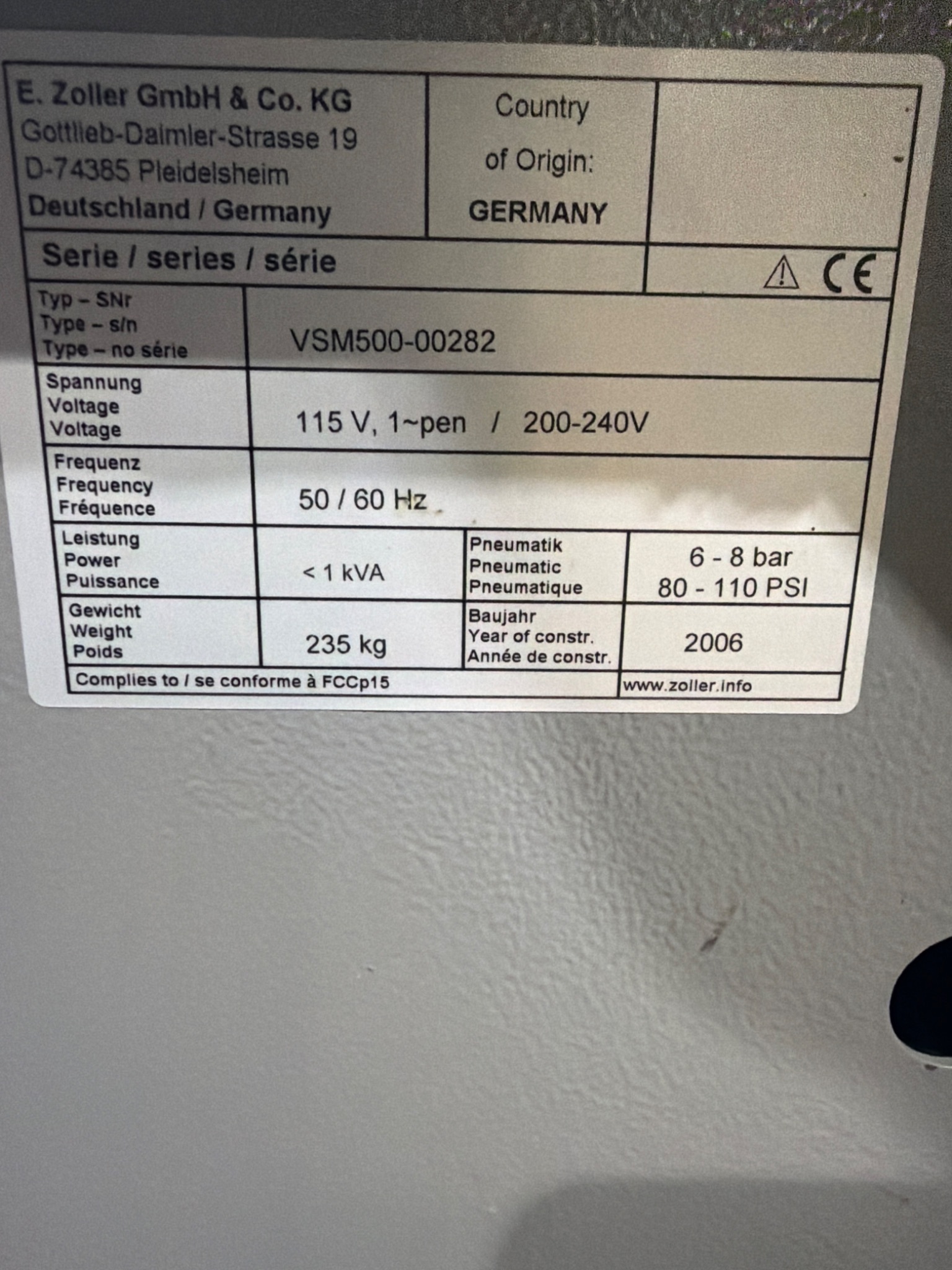 ZOLLER VSM500-00282 Tool Presetter Measuring System USED 6