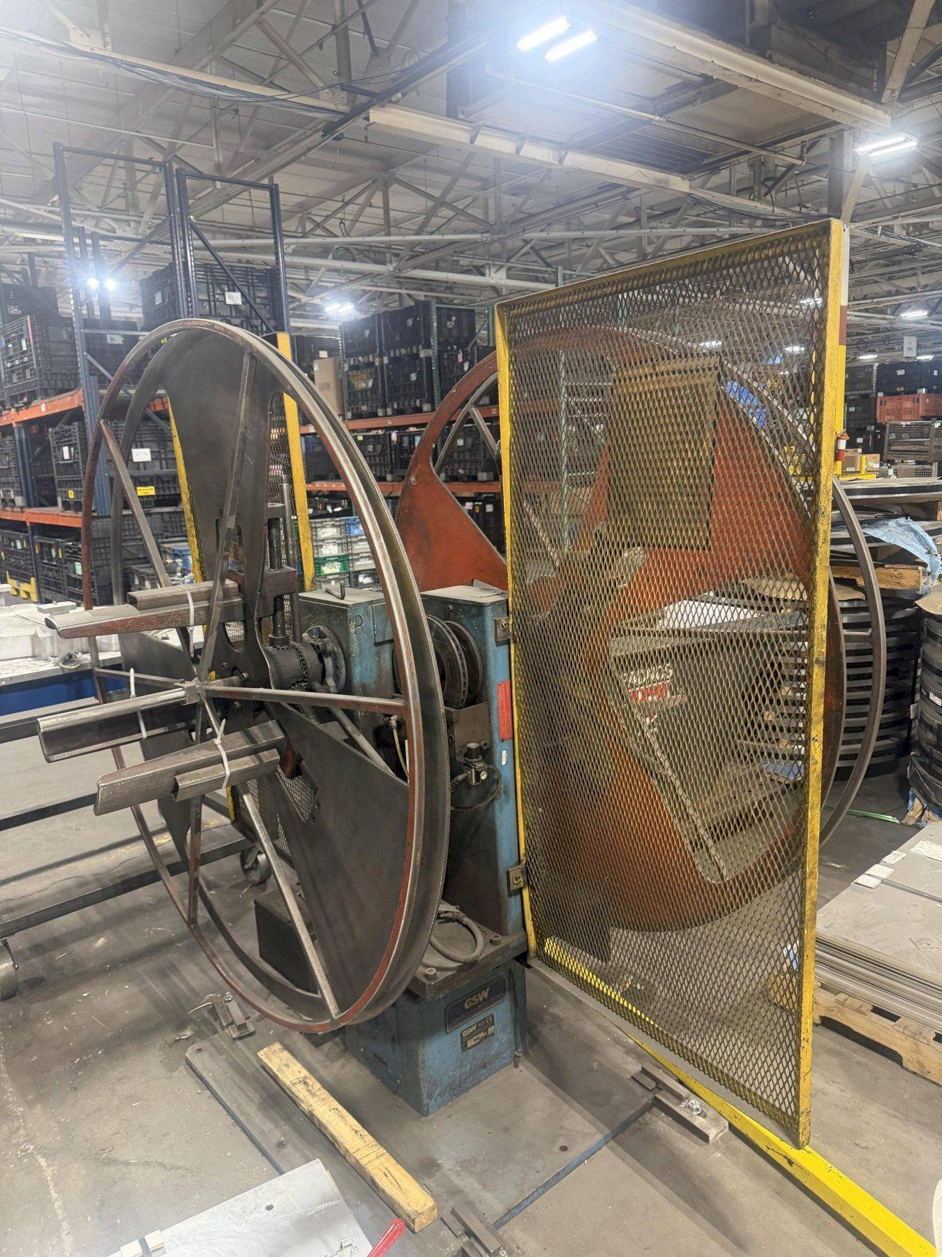 1,100 LB X 14" W GSW LUDM 500/1400 PULL OFF DOUBLE END COIL REEL UNCOILER USED 0
