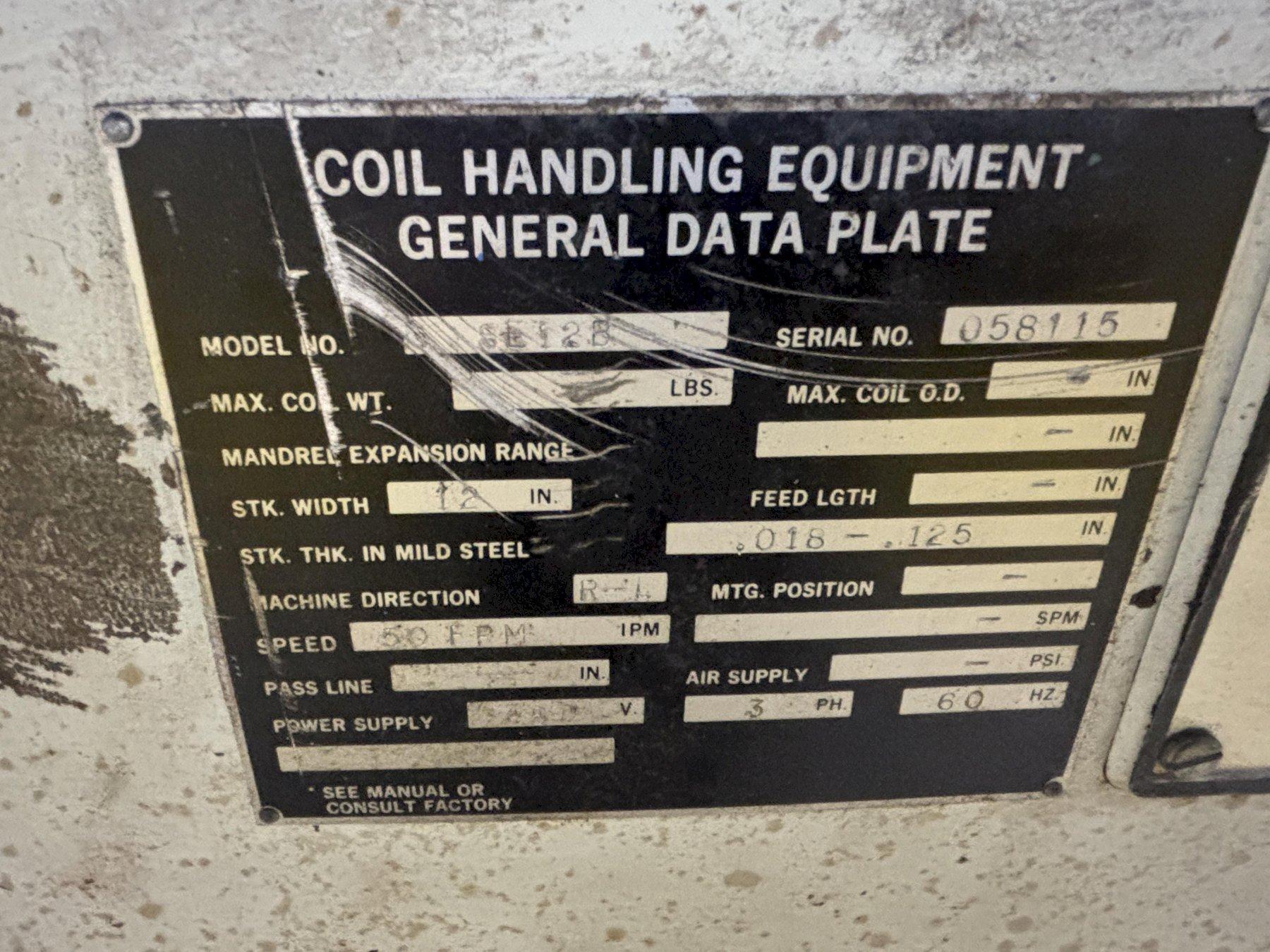 12" X .125 CWP MODEL #SE12B MOTORIZED COIL STRAIGHTENER 1