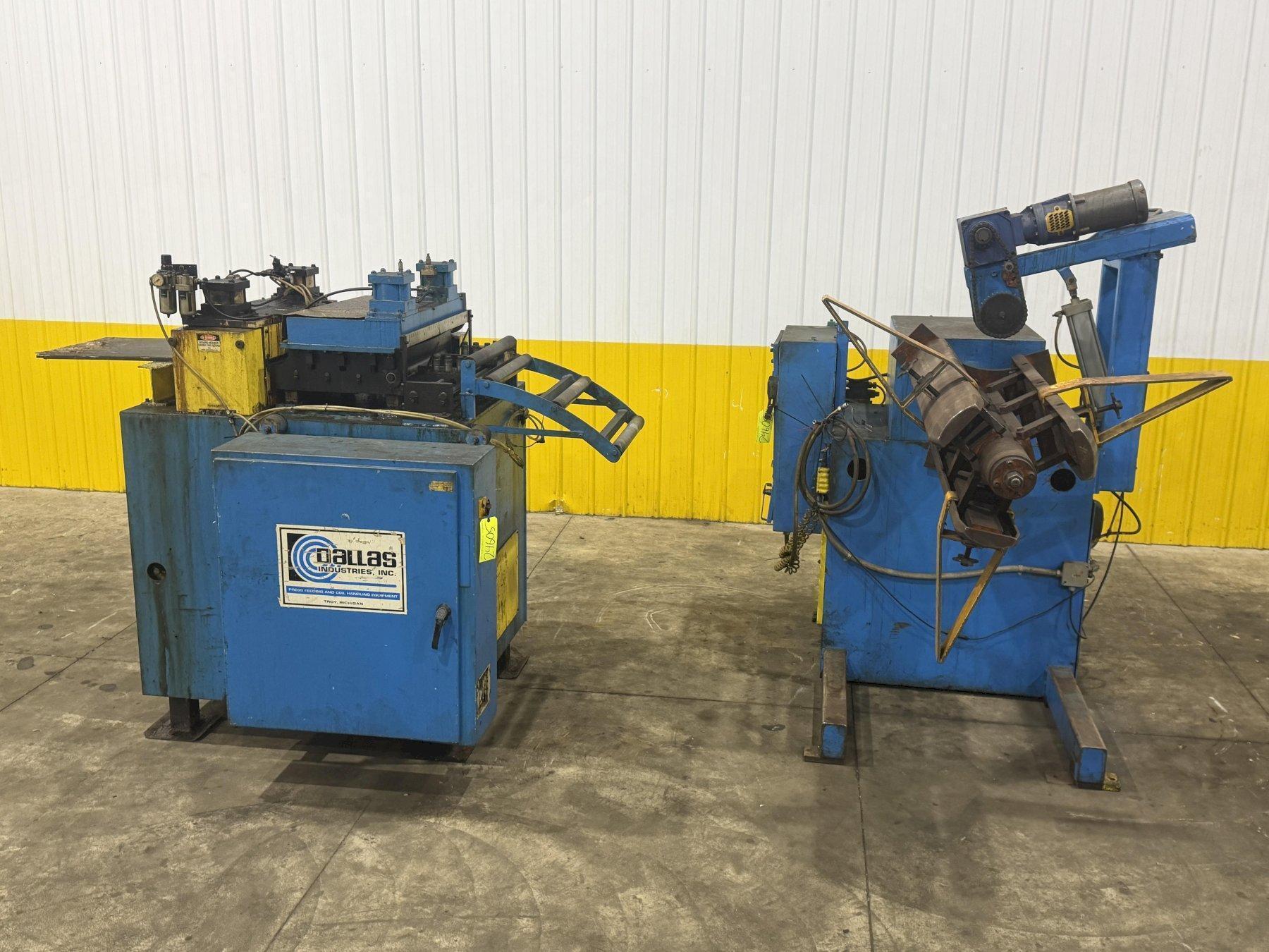 12,000 LB X 24" X .090" DALLAS COIL REEL UNCOILER & FEEDER STRAIGHTENER FEED LINE USED 0