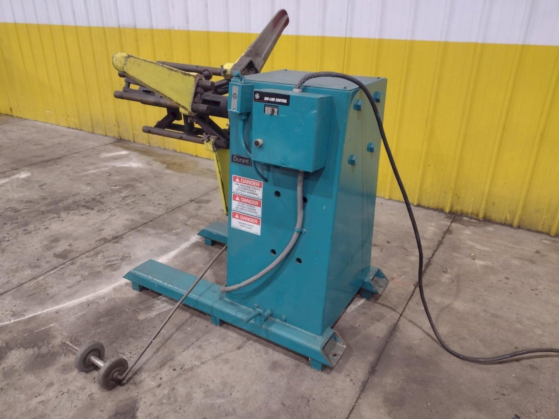 4,000 LB X 16" DURANT MODEL #MD-401-M MOTORIZED UNCOILER COIL REEL USED 9