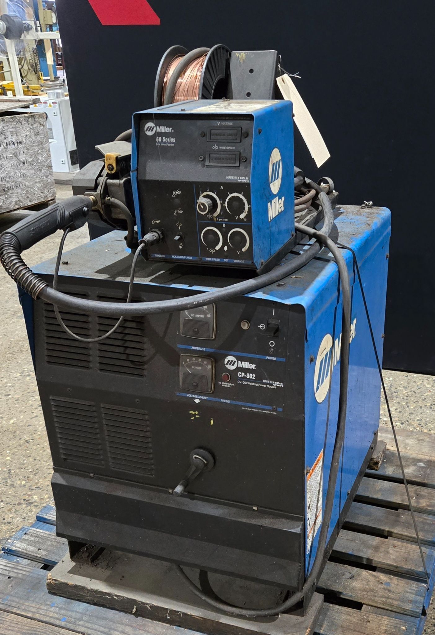 MILLER CP-302 MIG WELDER WITH 60 SERIES 24V WIRE FEEDER USED 2