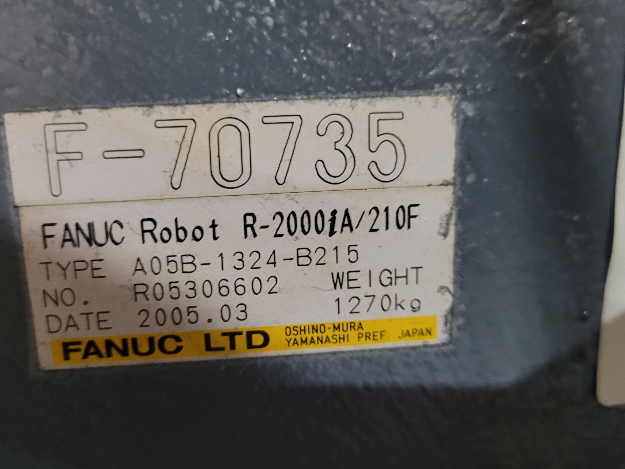 FANUC R-2000IA 210F ROBOT W/ R-J3IB CONTROLLER & ALUMINUM WELD GUN USED 6