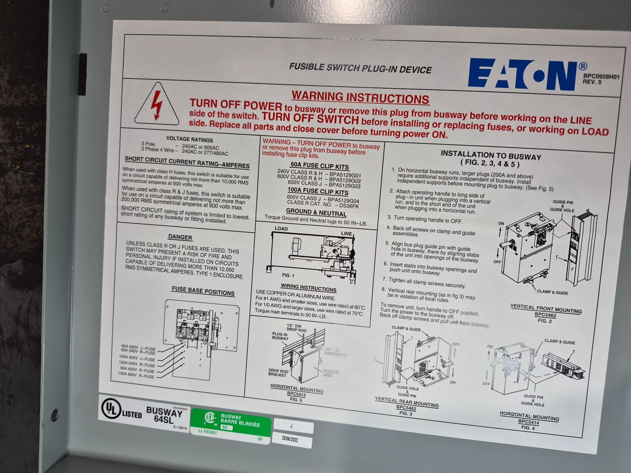 EATON P3F363RGH 800A 600V 3PH Fusible Busway Switch NEW 4