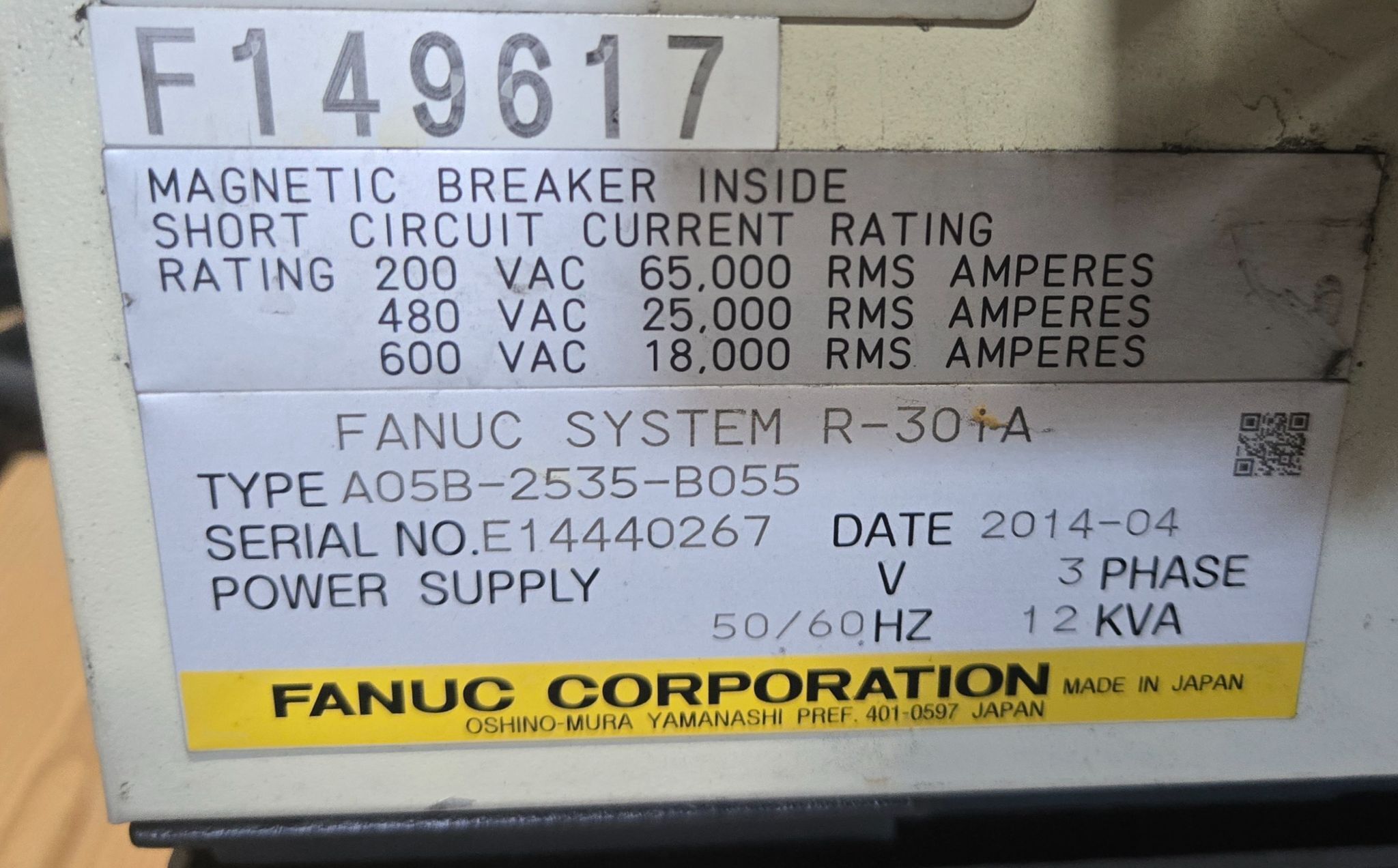 FANUC R-2000iB/210F Complete with R-30iA Controller & WTC WT6000 MFDC Inverter USED 16