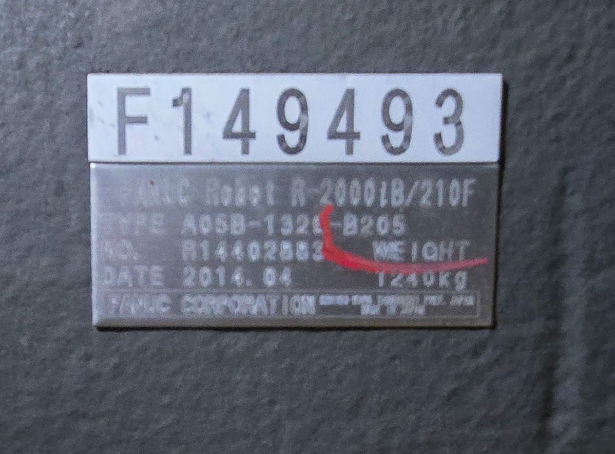 FANUC R-2000iB/210F Complete with R-30iA Controller & WTC WT6000 MFDC Inverter USED 10