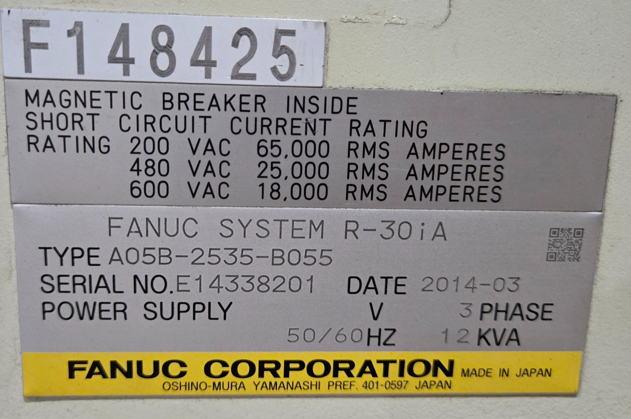 FANUC R-2000iB/210F Complete with R-30iA Controller & WTC WT6000 MFDC Inverter USED 16