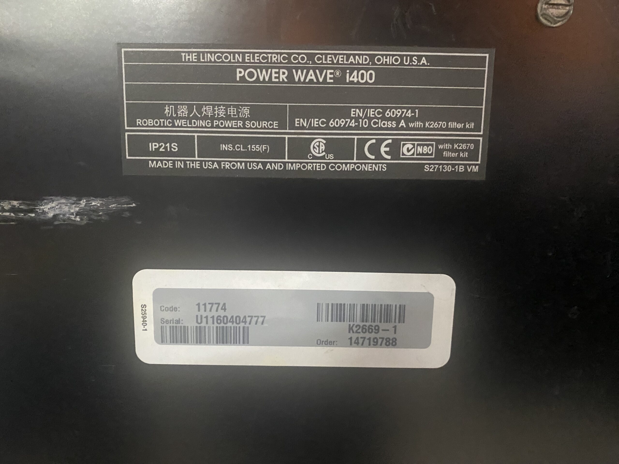 Lincoln Electric - PowerWave i400 K2669-1 Welder USED 3